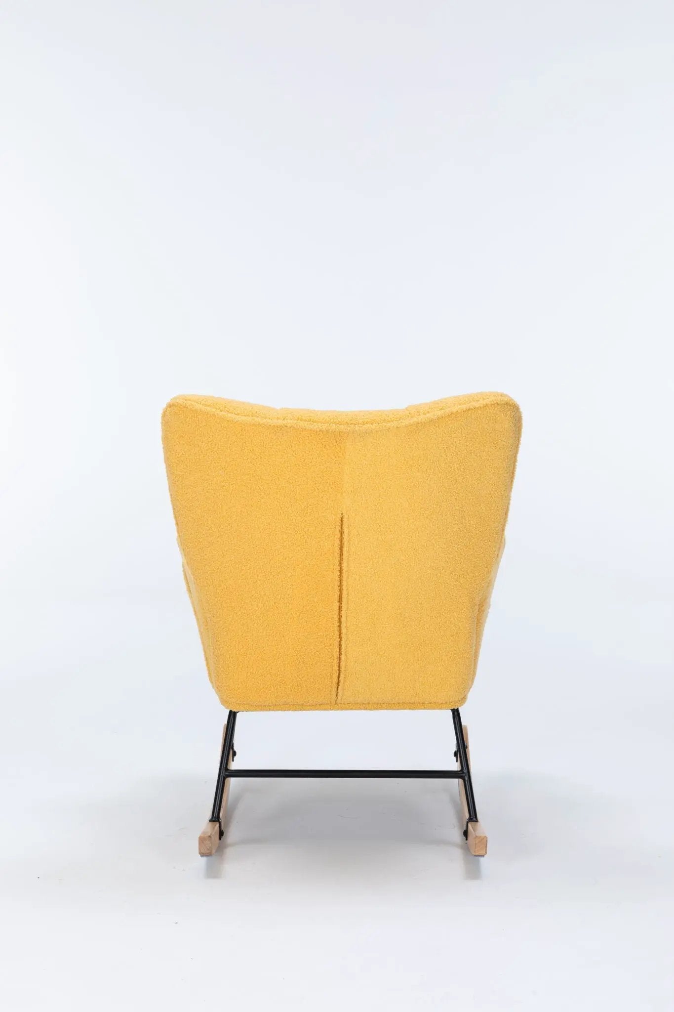 Rocking Chair Nursery, Teddy Upholstered Glider Rocker With High Backrest, Reading Chair Modern Rocking Accent Chairs Glider Recliner For Living Room - Yellow by Unique Piece Furniture
