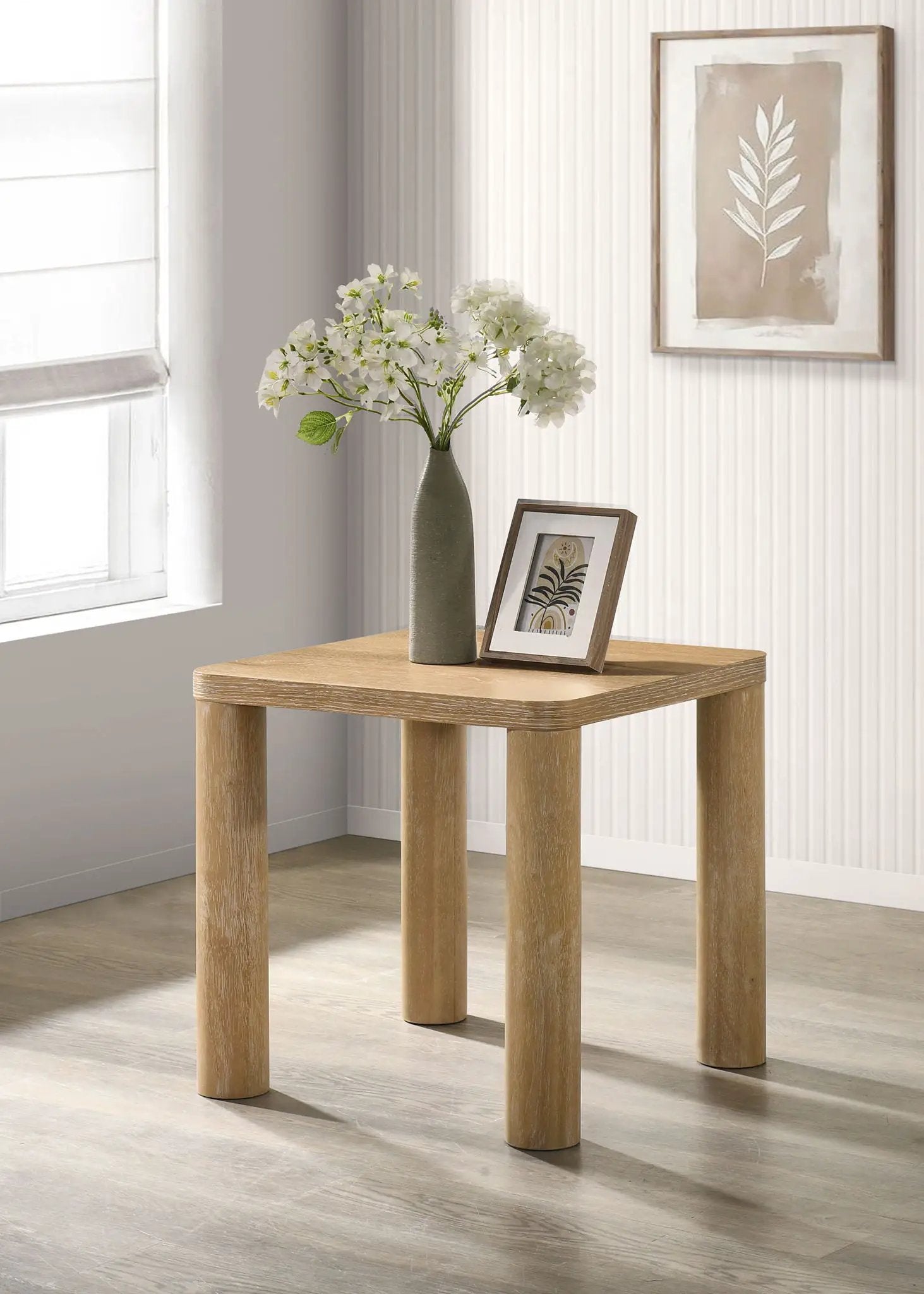Castlewood Engineered Wood Accent Side End Table Light Oak by Unique Piece Furniture