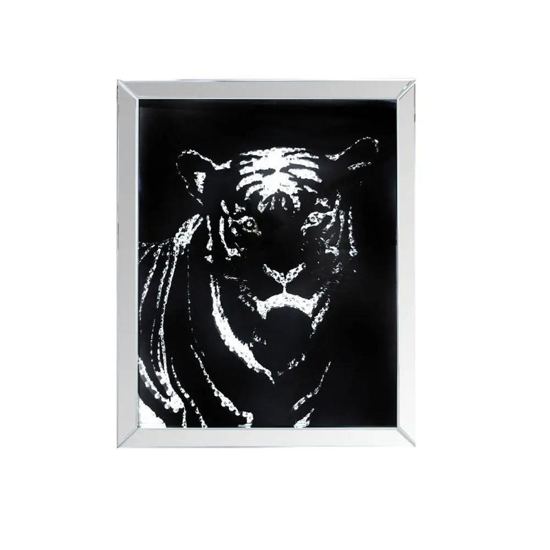 Talisha - Wall Art - Mirrored & Faux Crystal Tiger by Unique Piece Furniture