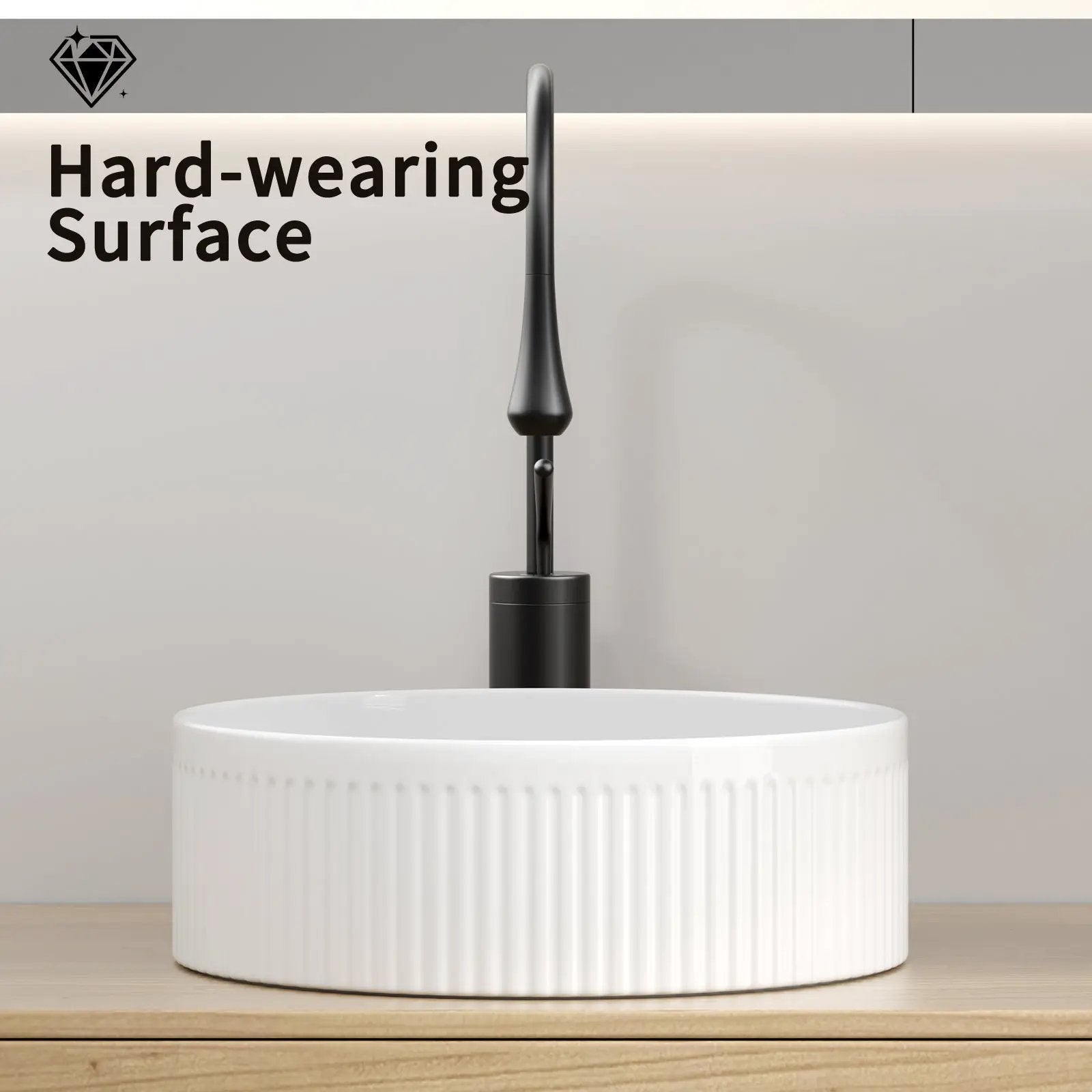 Small Bathroom Sink - 14 Inch Round Above Counter Porcelain Ceramic by HouseOfZazla