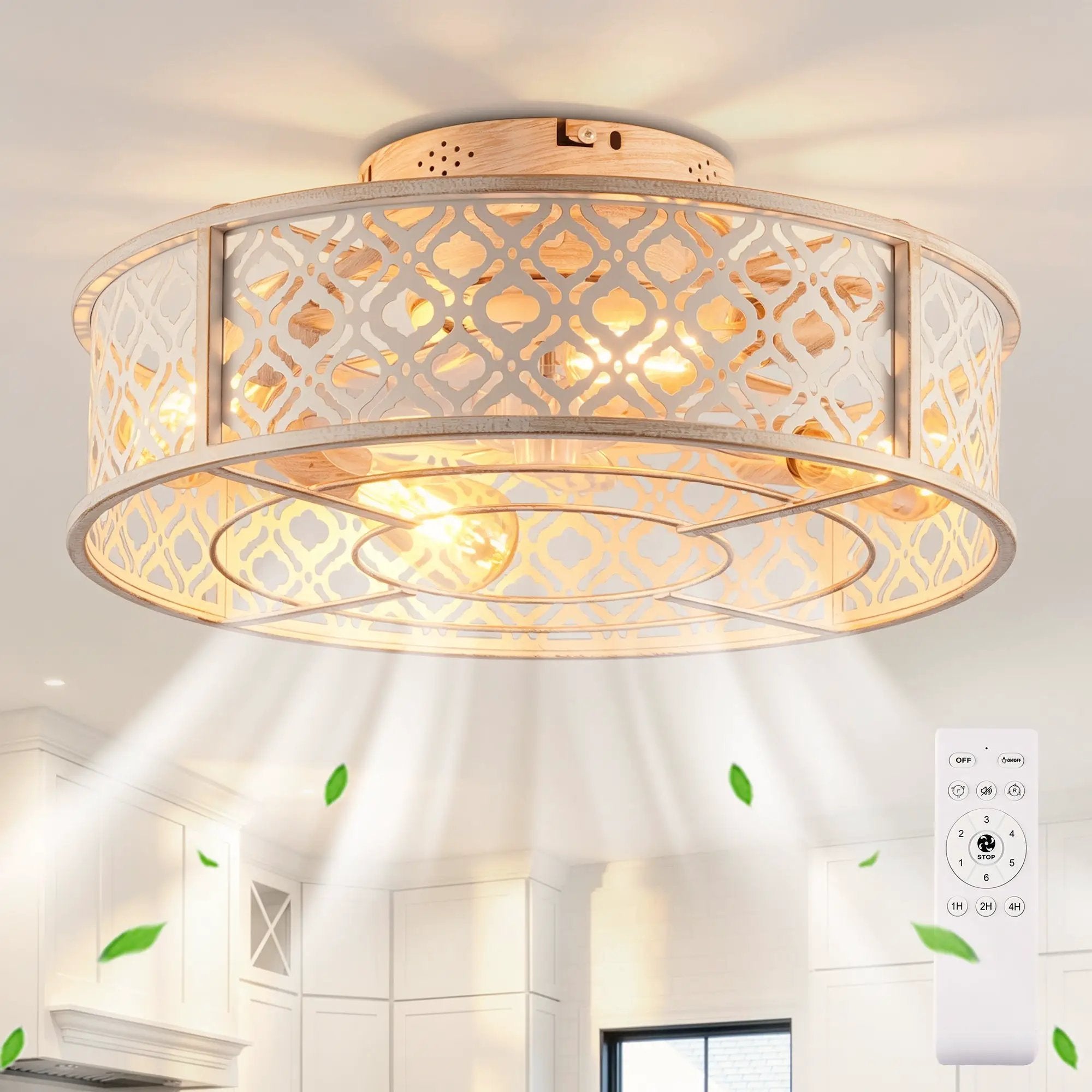 20" Flower Style Iron Ceiling Fan With Remote Control by HouseOfZazla