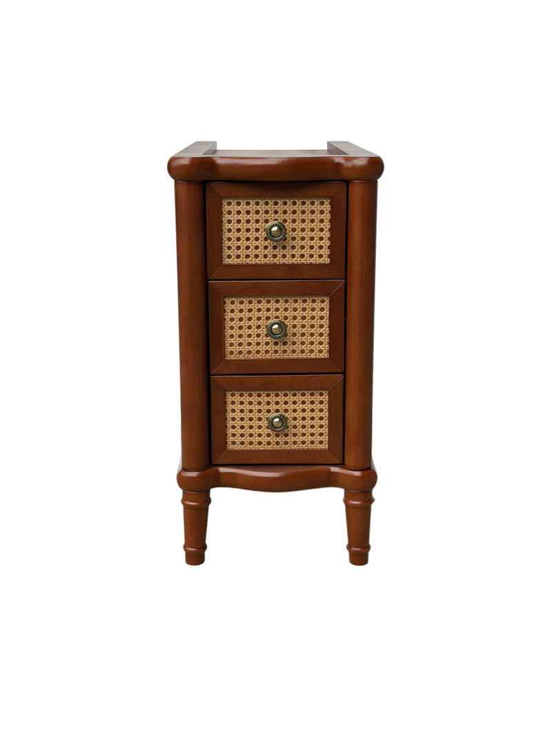 Rattan Narrow Side Table with 3 Drawers by HouseOfZazla