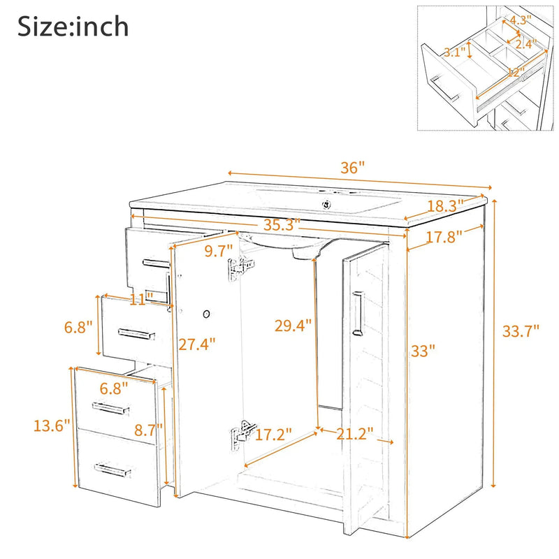Bathroom Vanity With Sink Combo, Storage Cabinet, Freestanding Set With 3 Drawers & Soft Closing Doors by HouseOfZazla