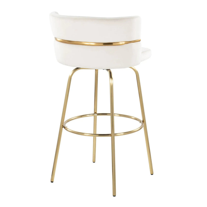 Cinch - Glam / Art Deco Fixed Height Barstool With Swivel With Round Footrest (Set of 2) by Unique Piece Furniture