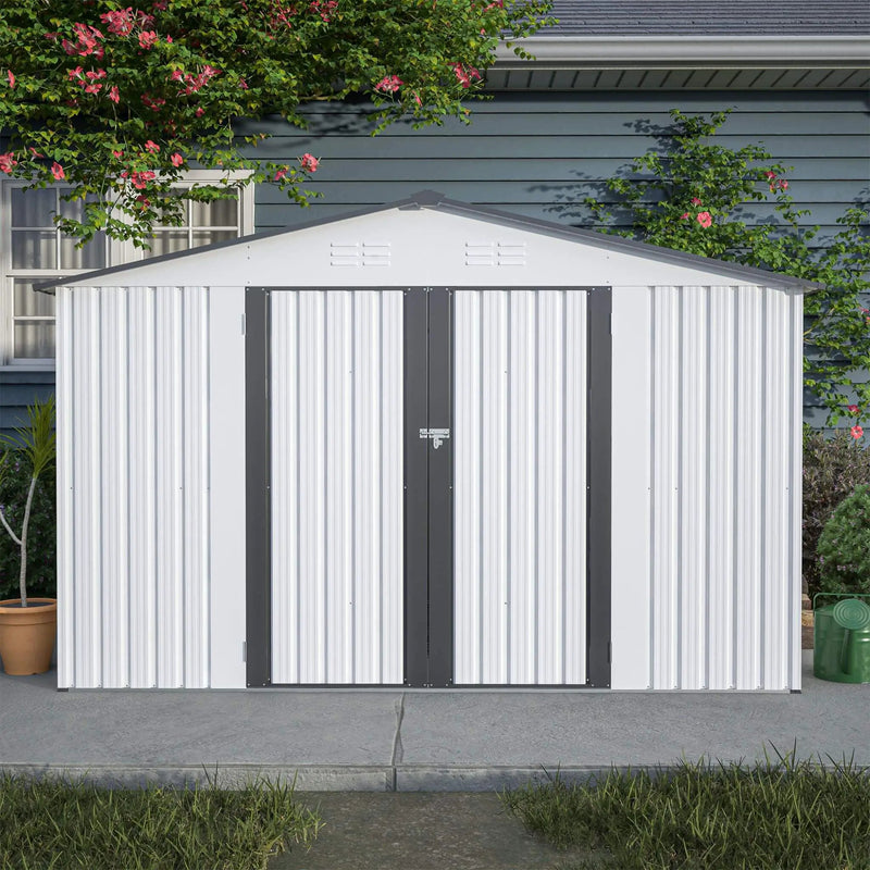 [08X10FT] Alora Heavy-Duty Outdoor All-Weather Metal Garden Tool Shed (SAK28501) by SAKSBY WHOLESALE