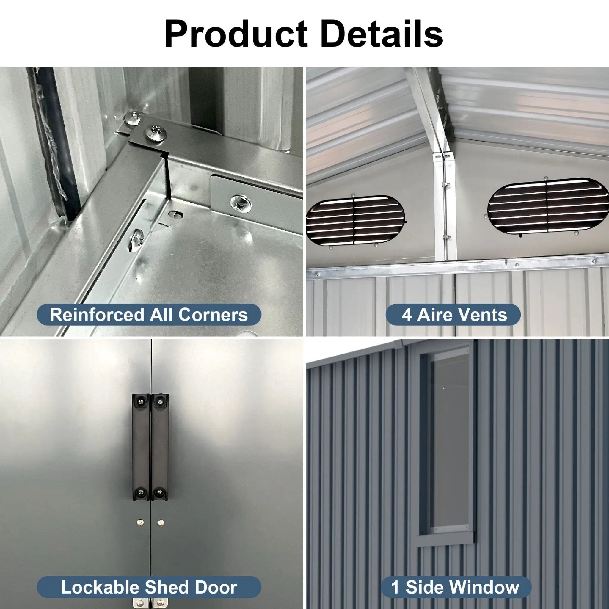 [08X10FT] Large Outdoor Metal Backyard Garden Storage Tool Shed With Window And Lockable Doors (SAK68140) by SAKSBY WHOLESALE