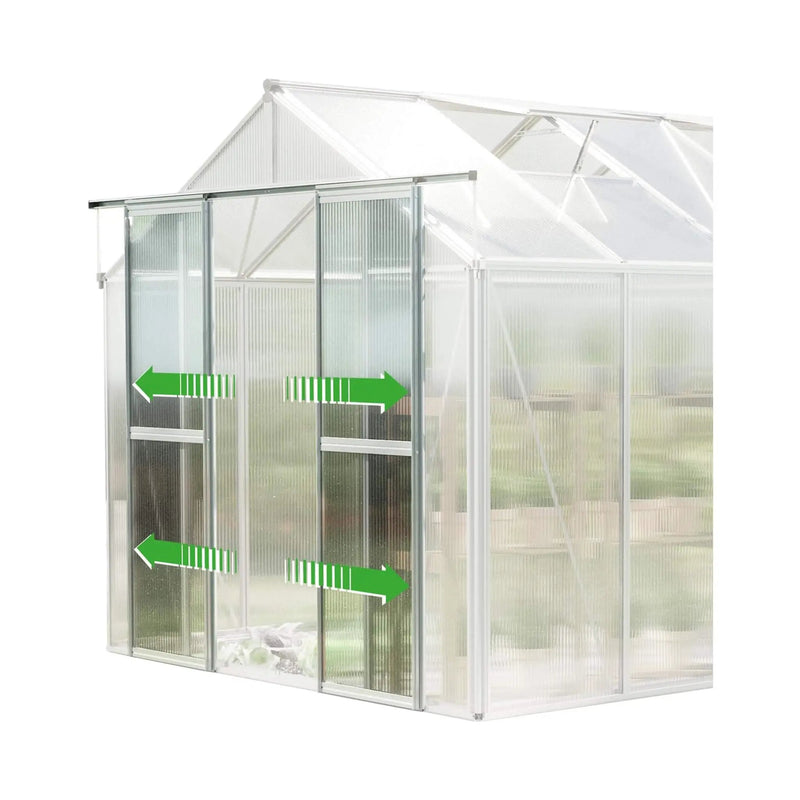 [08X12FT] Heavy-Duty Polycarbonate Outdoor Greenhouse With Aluminum Frame And Sliding Doors (SAK90426) by SAKSBY WHOLESALE