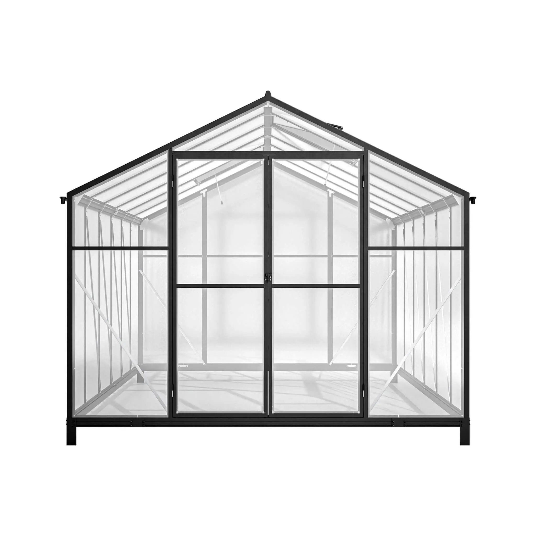 [08X12FT] Large Outdoor Heavy-Duty Polycarbonate Walk-In Greenhouse With Double Swing Doors And Two Ventilation Windows (SAK73651) by SAKSBY WHOLESALE