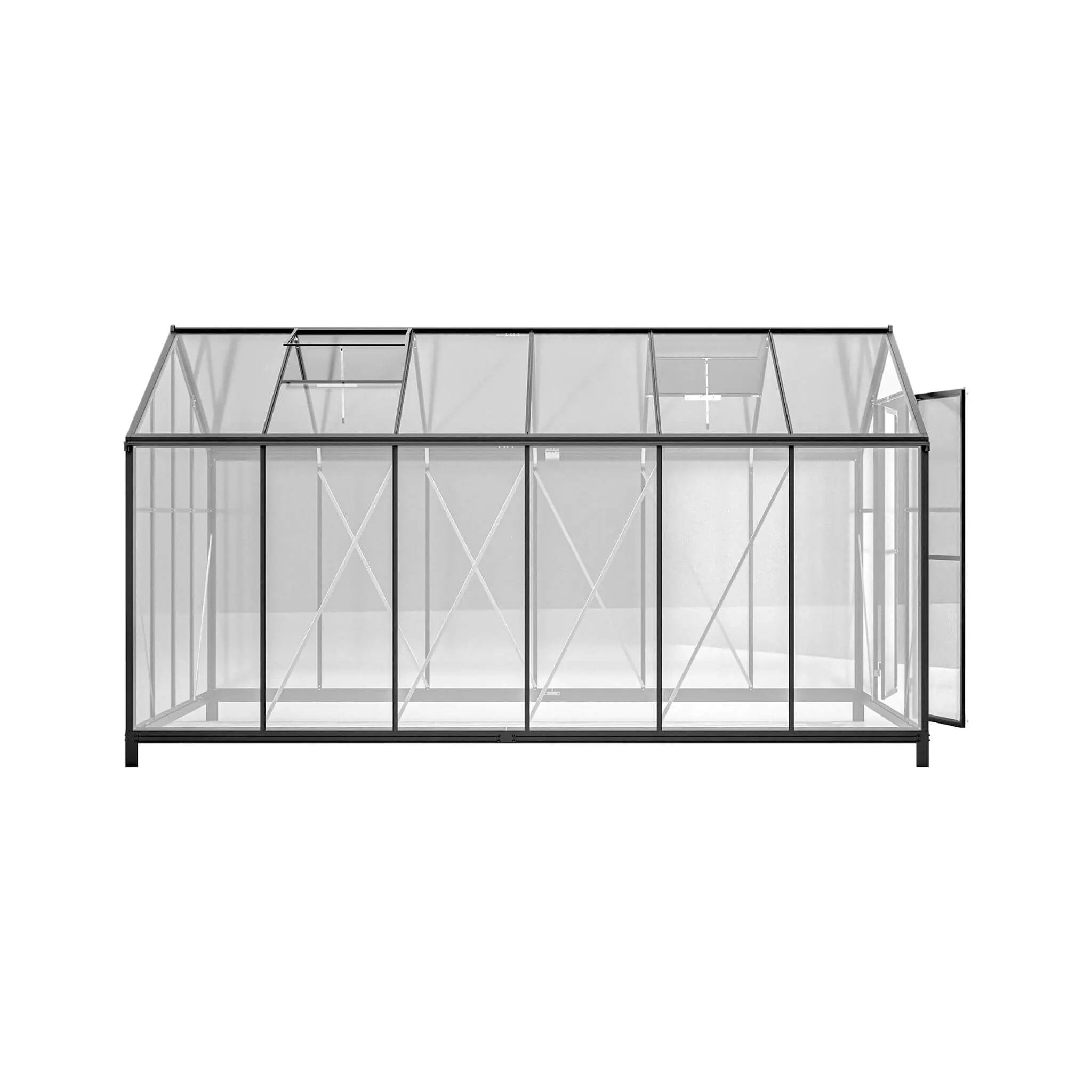 [08X12FT] Large Outdoor Heavy-Duty Polycarbonate Walk-In Greenhouse With Double Swing Doors And Two Ventilation Windows (SAK73651) by SAKSBY WHOLESALE