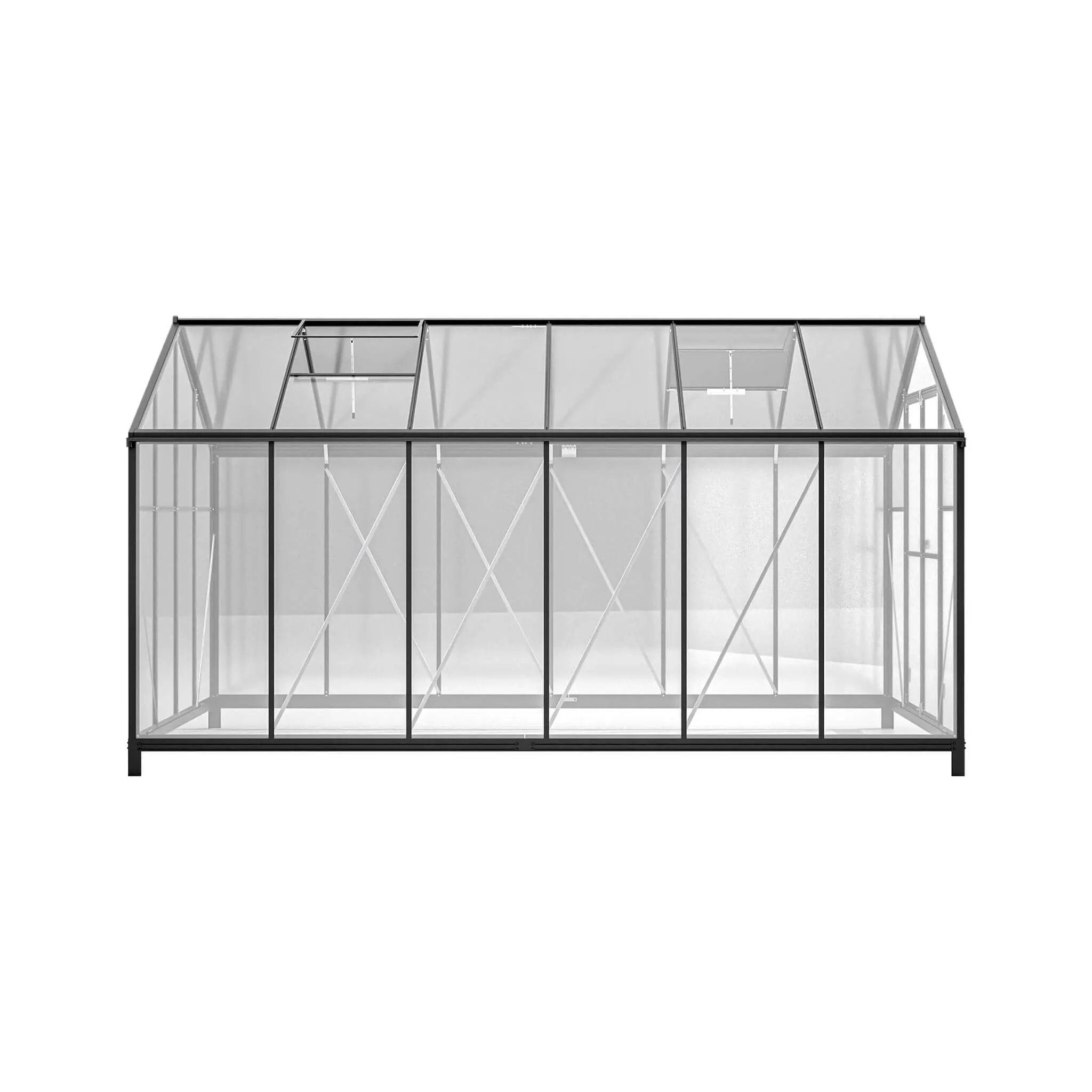[08X12FT] Large Outdoor Heavy-Duty Polycarbonate Walk-In Greenhouse With Double Swing Doors And Two Ventilation Windows (SAK73651) by SAKSBY WHOLESALE