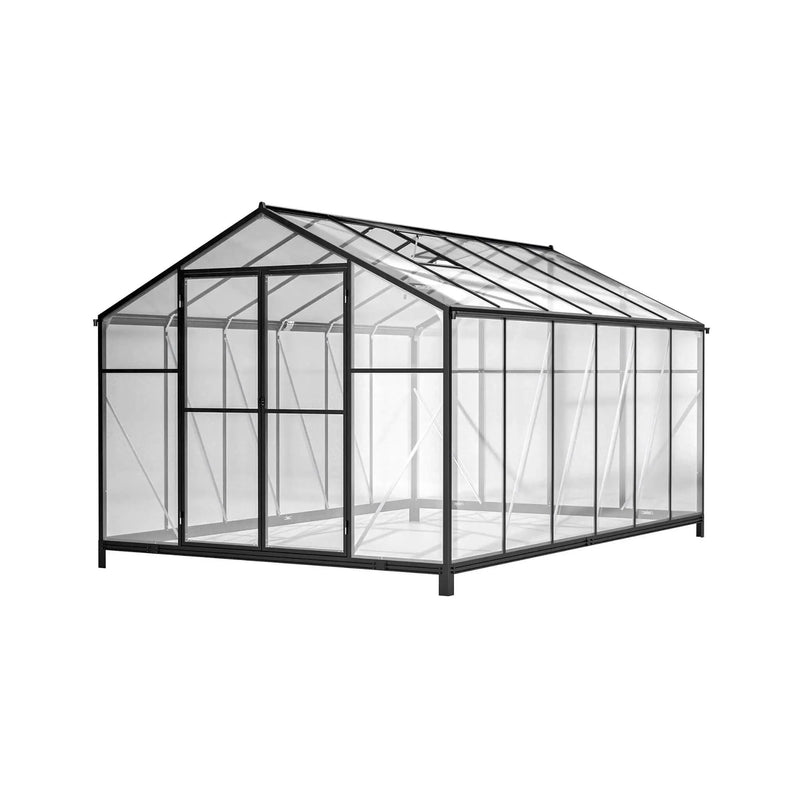 [08X12FT] Large Outdoor Heavy-Duty Polycarbonate Walk-In Greenhouse With Double Swing Doors And Two Ventilation Windows (SAK73651) by SAKSBY WHOLESALE