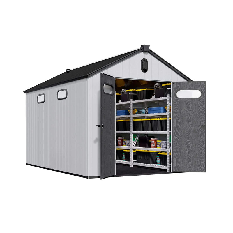 [08X12FT] Alora Large Polypropylene Storage Shed With Reinforced Floor And Lockable Swing Doors (SAK07451) by SAKSBY WHOLESALE
