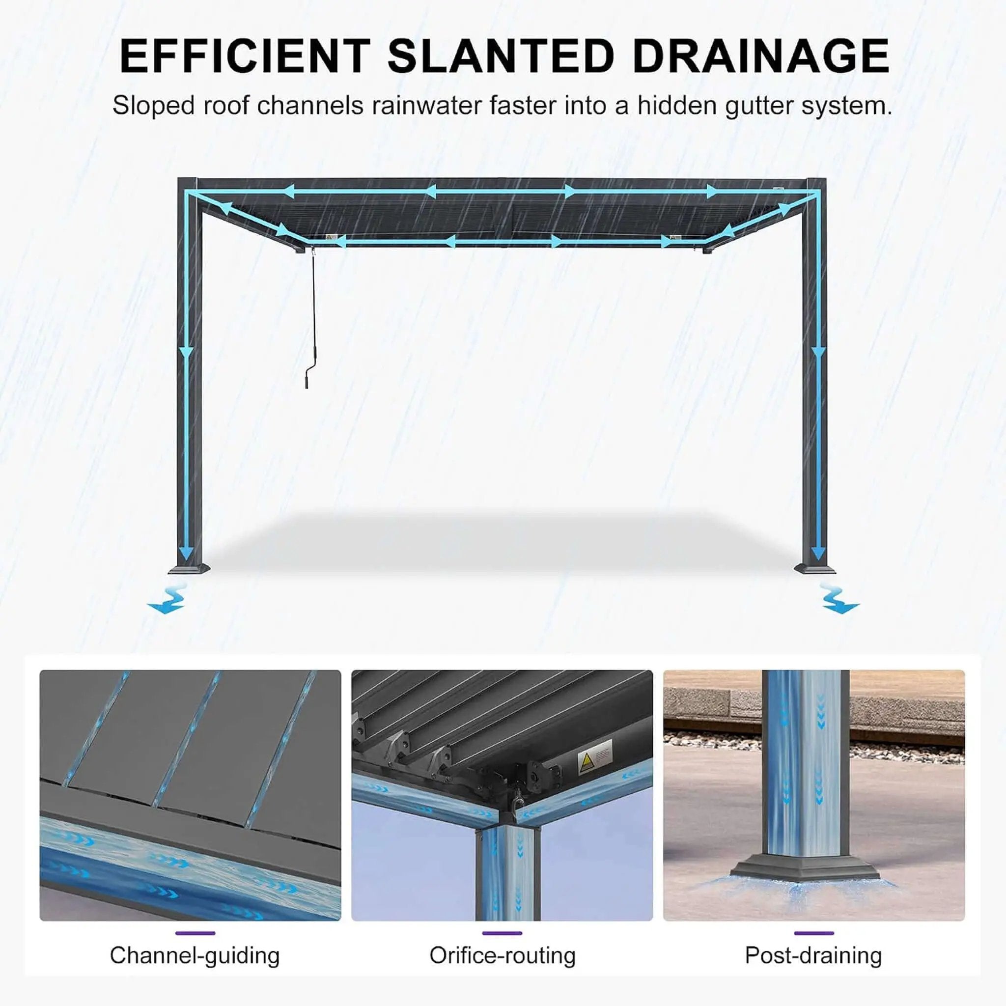 [08X12FT] Modern Wall-Mounted Louvered Pergola With Aluminum Frame (SAK25902) by SAKSBY WHOLESALE