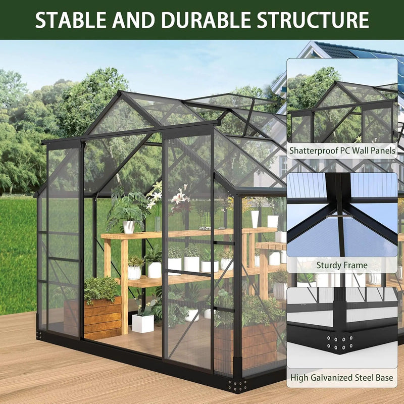 [08X14FT] Outdoor Polycarbonate Greenhouse With Roof Vents & Sliding Doors, 4MM (SAK19426) by SAKSBY WHOLESALE