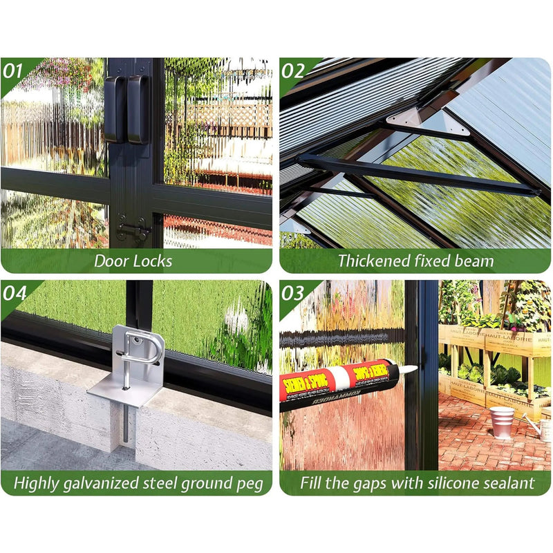 [08X16FT] Premium Polycarbonate Outdoor Walk-In Patio Greenhouse With Double Swing Doors, 4MM (SAK79206) by SAKSBY WHOLESALE