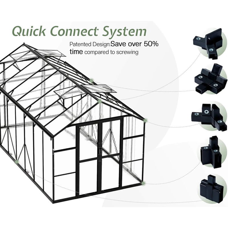 [08X16FT] Premium Polycarbonate Outdoor Walk-In Patio Greenhouse With Double Swing Doors, 4MM (SAK79206) by SAKSBY WHOLESALE