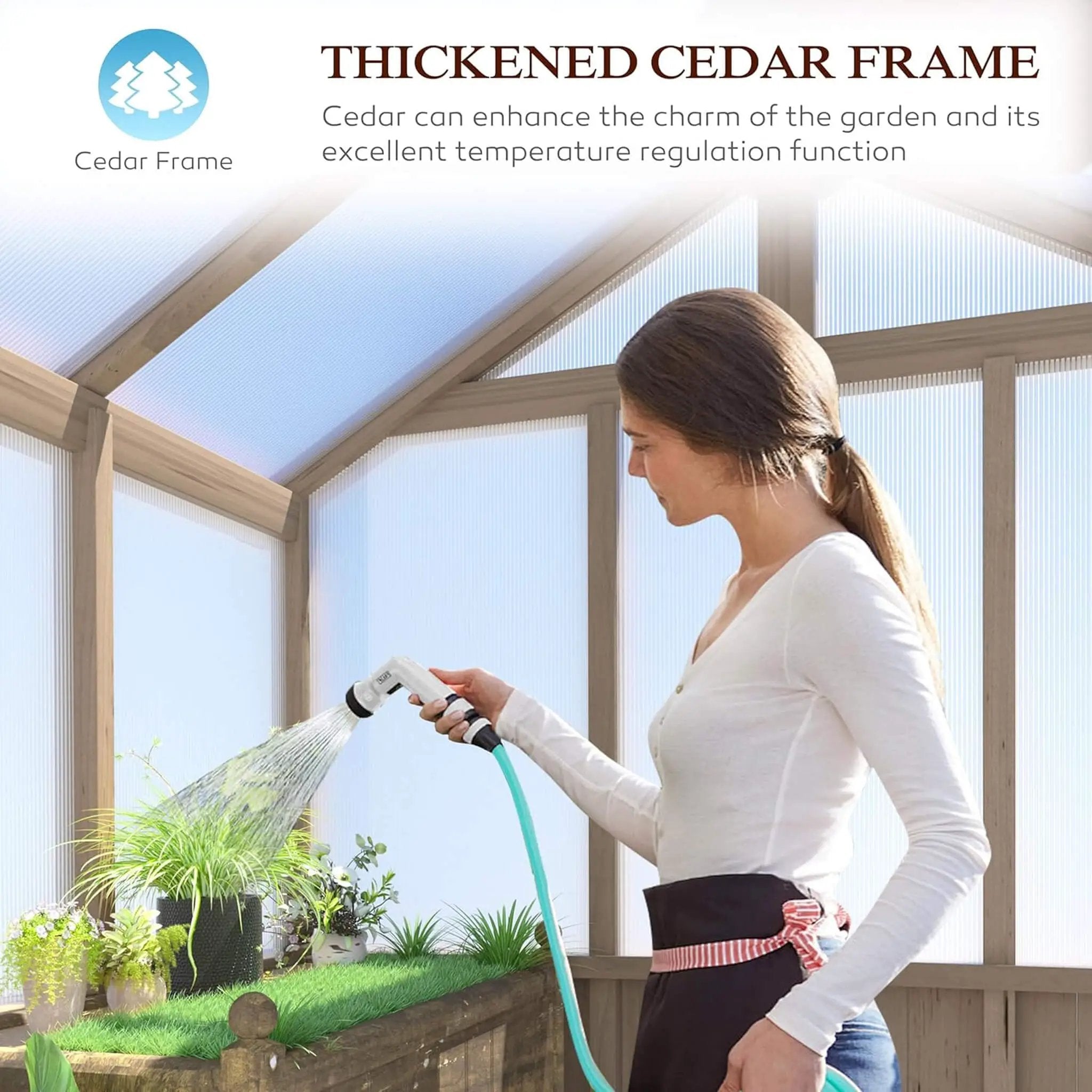 [08X16FT] Large Heavy-Duty Outdoor Wooden Greenhouse With 6MM Polycarbonate Panels And Vent Roof (SAK18467) by SAKSBY WHOLESALE