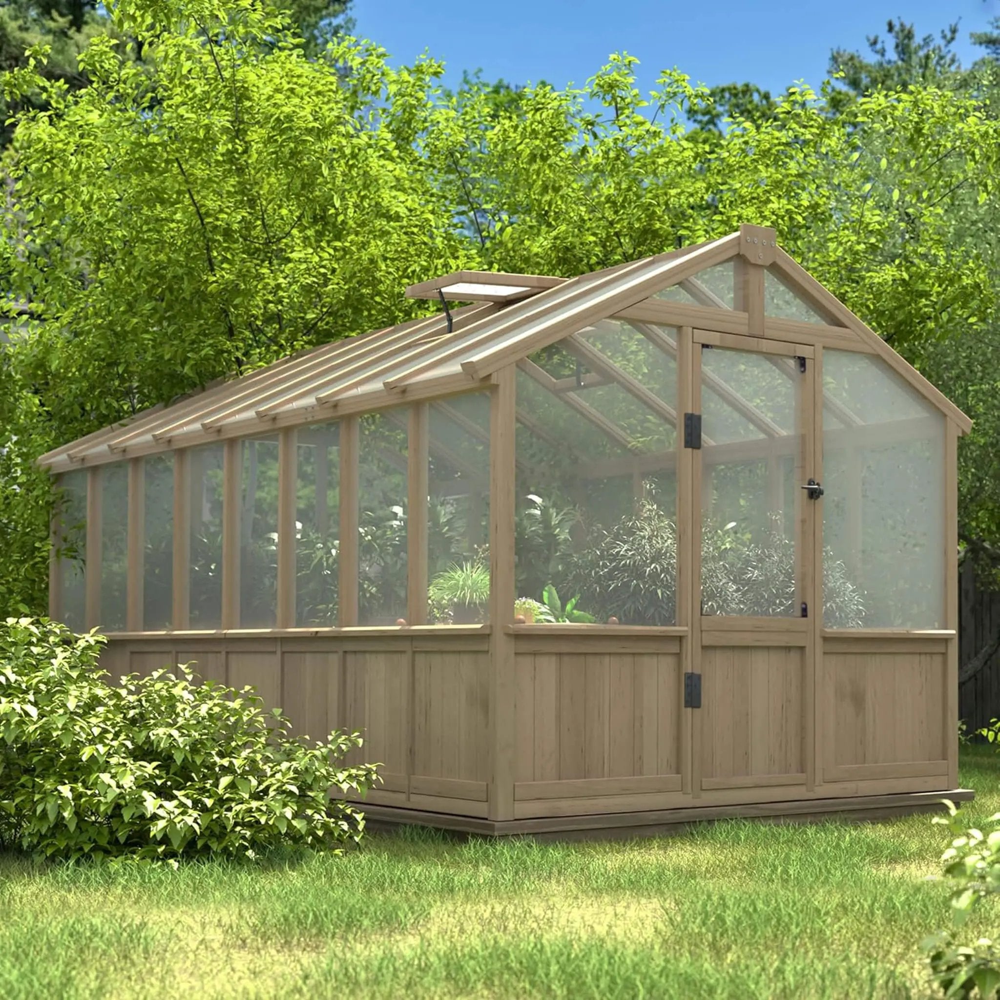 [08X16FT] Large Heavy-Duty Outdoor Wooden Greenhouse With 6MM Polycarbonate Panels And Vent Roof (SAK18467) by SAKSBY WHOLESALE
