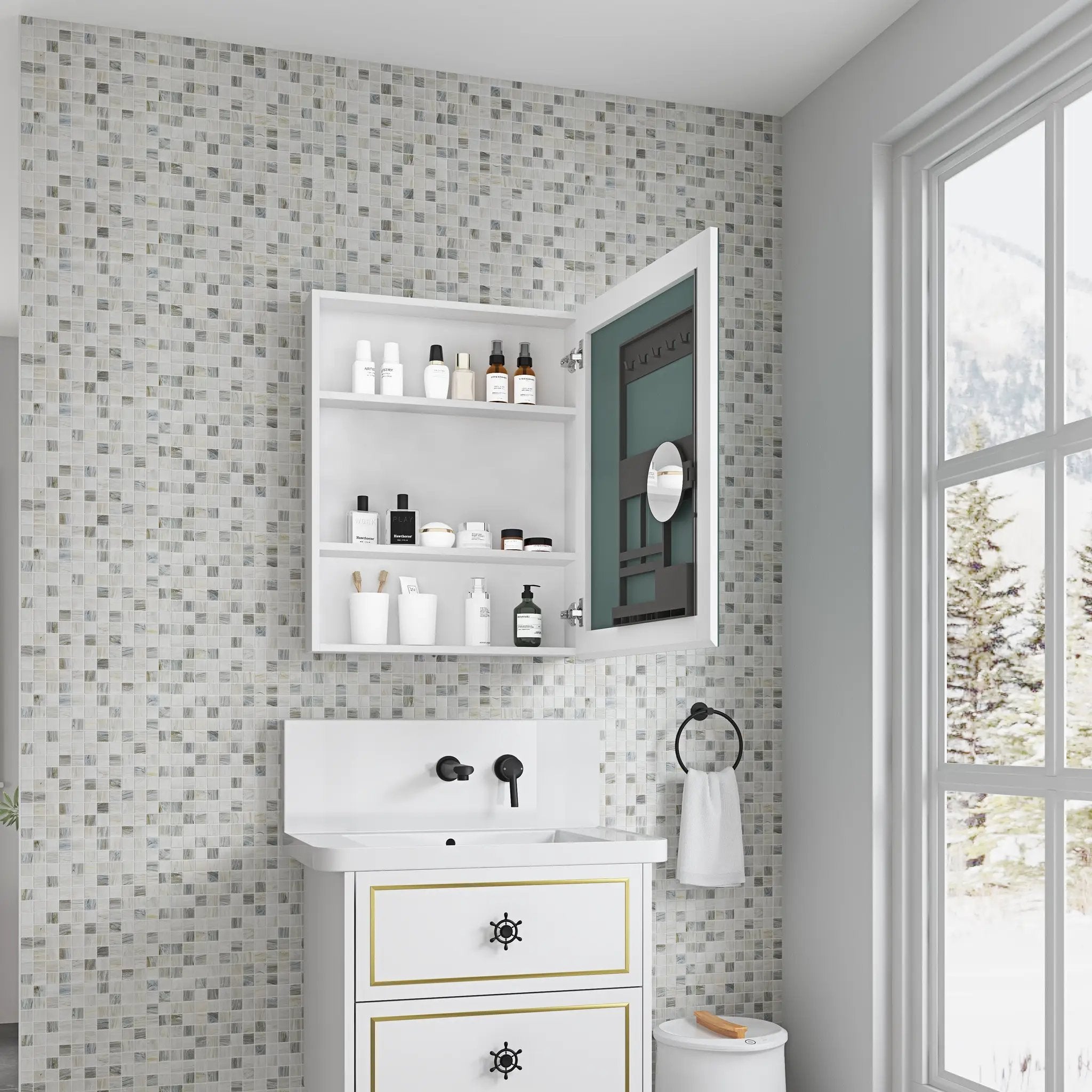 24'' W x 30'' H Surface Frameless Mirror Medicine Cabinet by HouseOfZazla