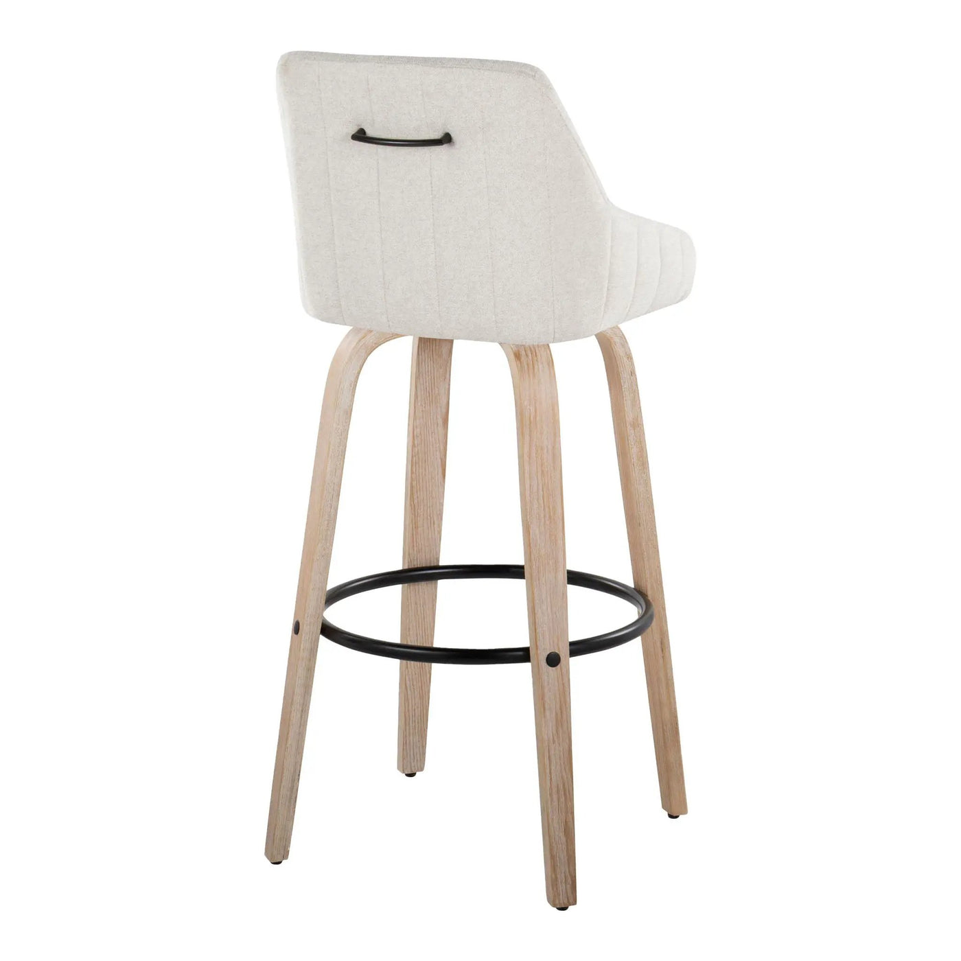Hannah - Transitional Fixed Height Barstool With Swivel With Round Footrest (Set of 2) by HouseOfZazla