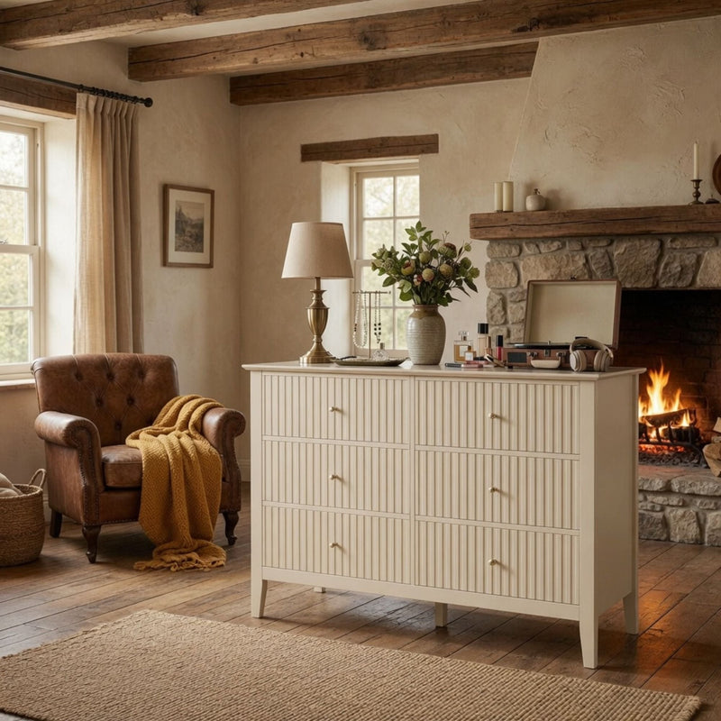 Modern 6 Drawer Fluted Dresser by HouseOfZazla