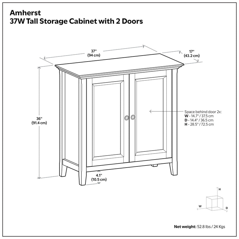 Amherst - 2 Door Storage Cabinet & Adjustable Shelving - Brown by HouseOfZazla