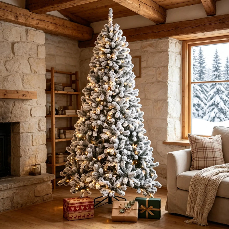 6 ft Pre-Lit Snow-Flocked Northern Pine Artificial Christmas Tree by HouseOfZazla