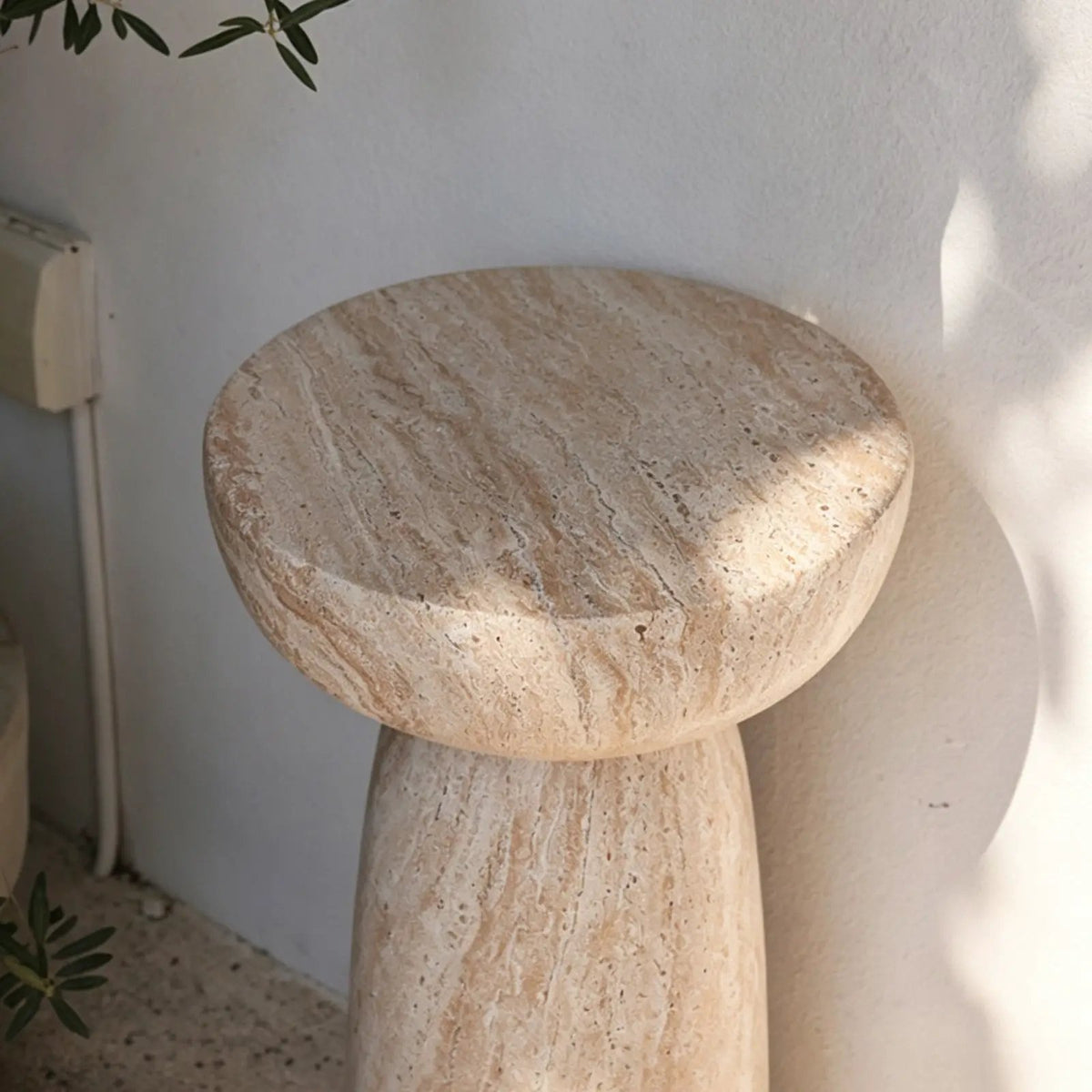 Natural Stone Grain Mushroom Shape Side Table by HouseOfZazla