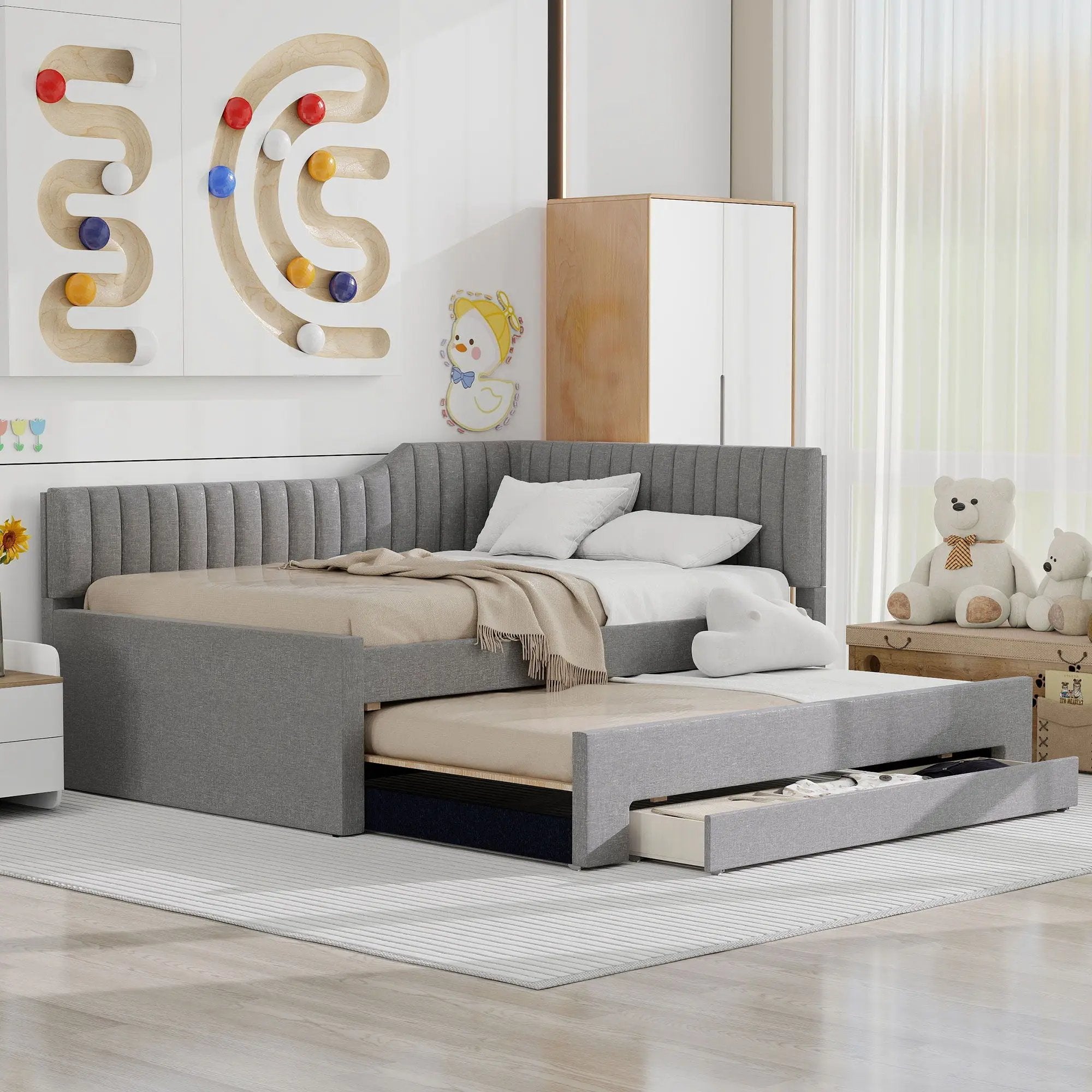 Upholstered Daybed With Trundle And 3 Drawers by HouseOfZazla