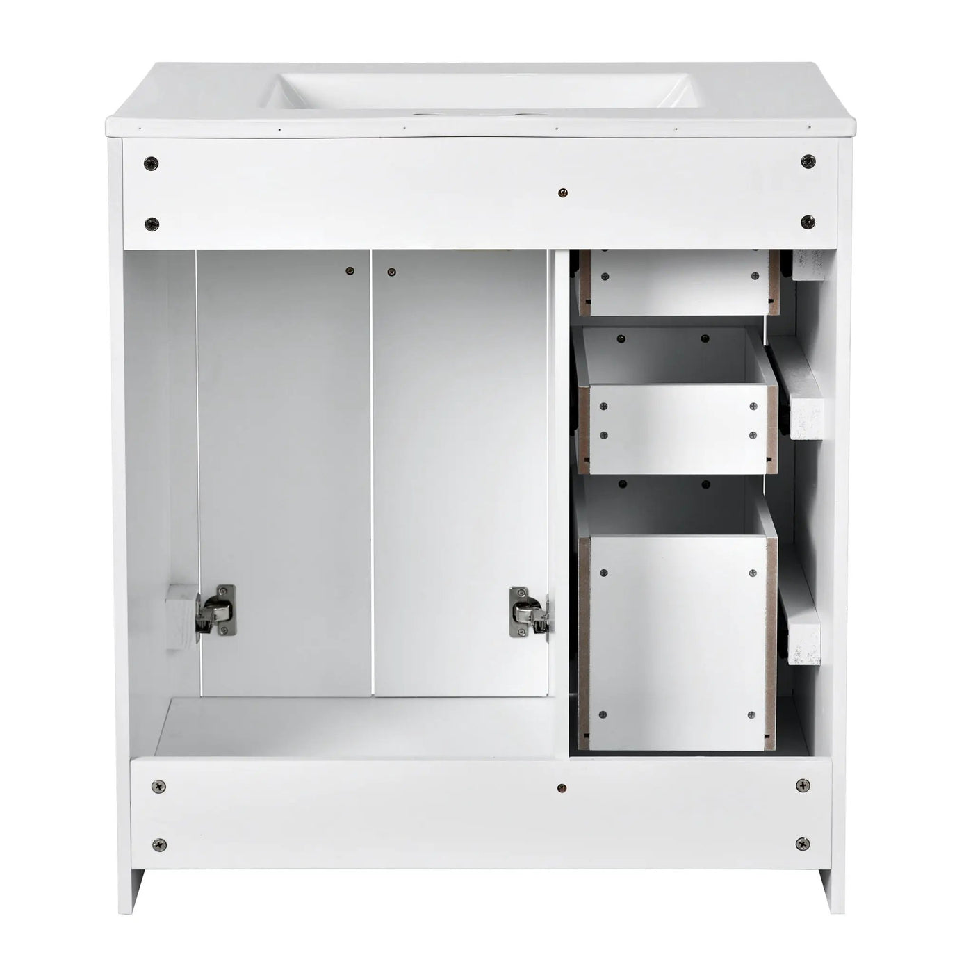 Ceramic Sink Combo, Freestanding Vanity Set With 3 Drawers & Soft Closing Doors by HouseOfZazla
