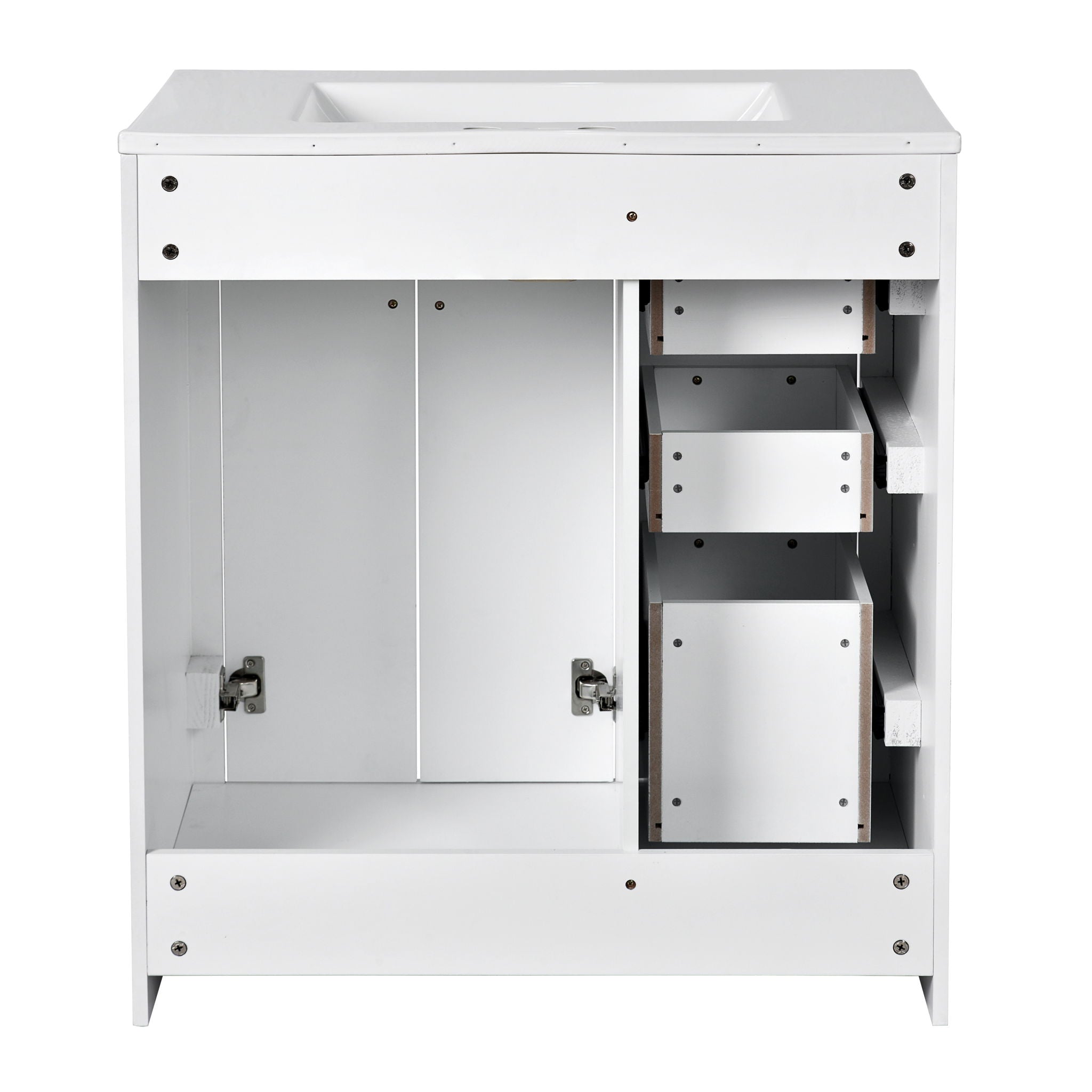 Ceramic Sink Combo, Freestanding Vanity Set With 3 Drawers & Soft Closing Doors by HouseOfZazla