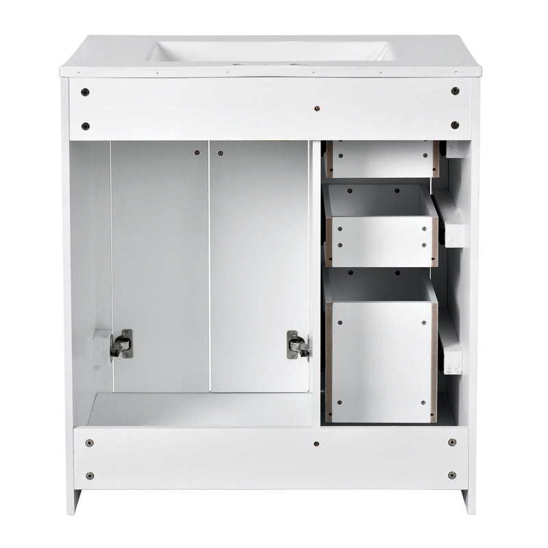 Ceramic Sink Combo, Freestanding Vanity Set With 3 Drawers & Soft Closing Doors by HouseOfZazla