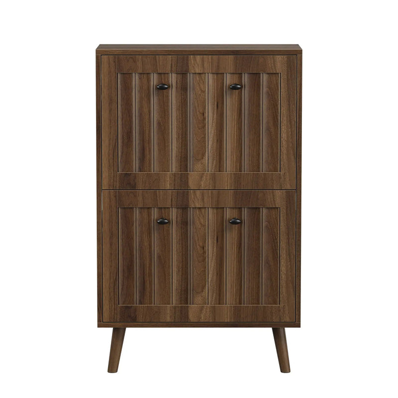 Shoe Cabinet, Upright Storage Unit - Walnut by Unique Piece Furniture
