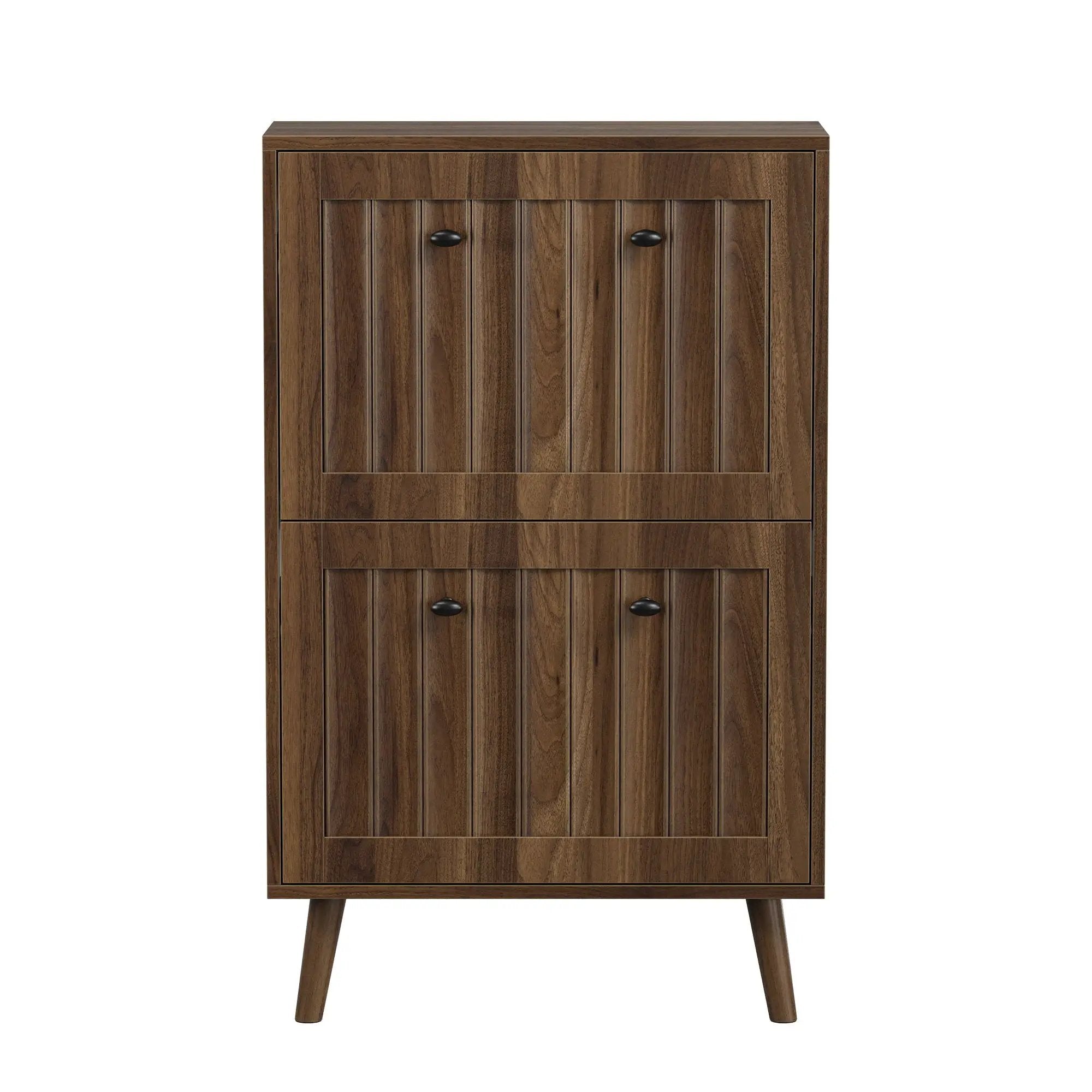 Shoe Cabinet, Upright Storage Unit - Walnut by HouseOfZazla