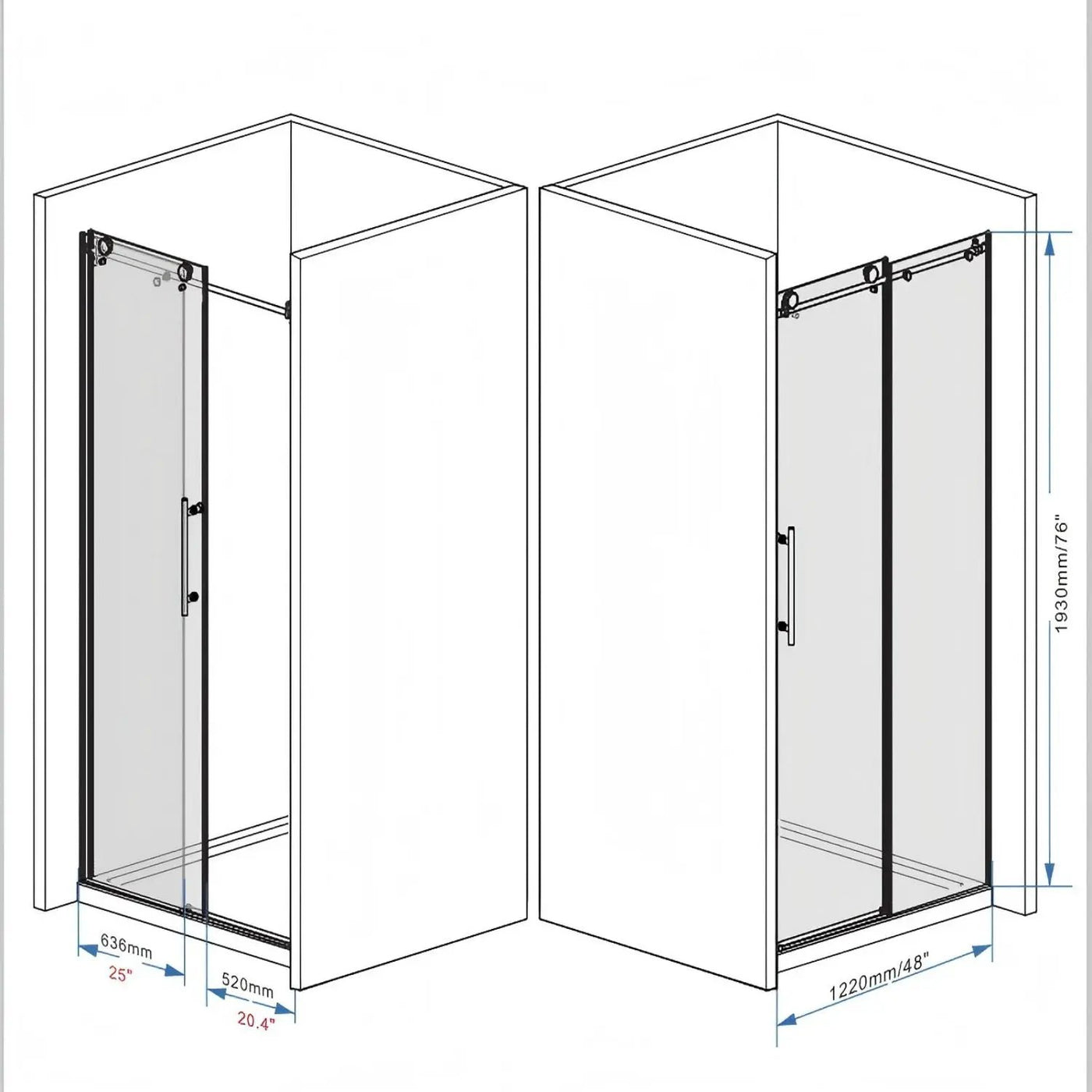 Frameless Shower Door With Handle by HouseOfZazla