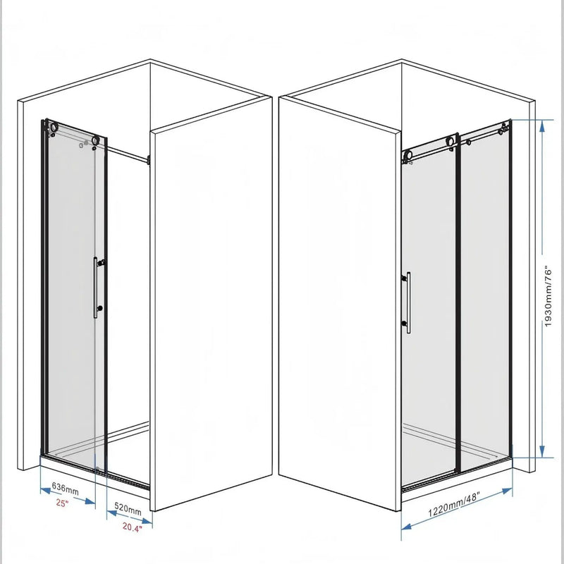 Frameless Shower Door, Smooth Sliding Tracks by HouseOfZazla