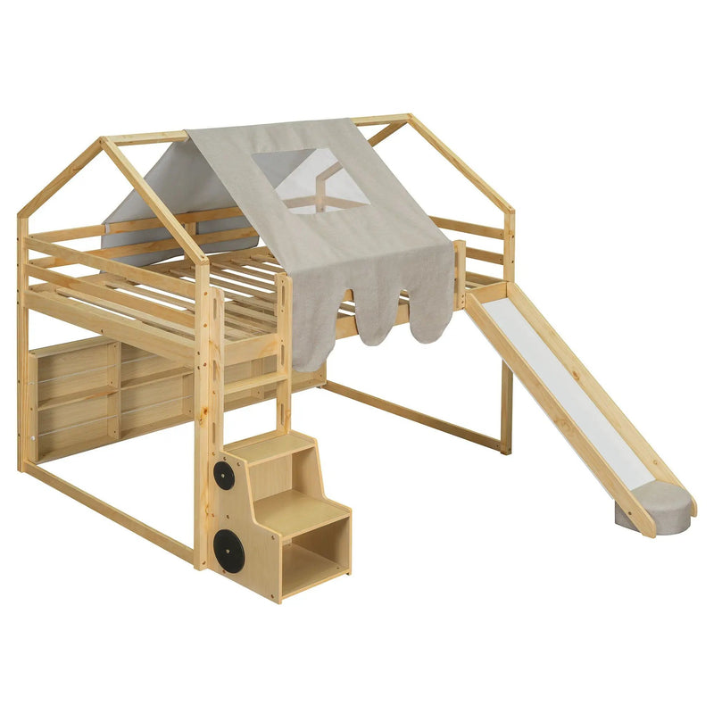 Loft Bed With House Shaped Frame And Tent by HouseOfZazla