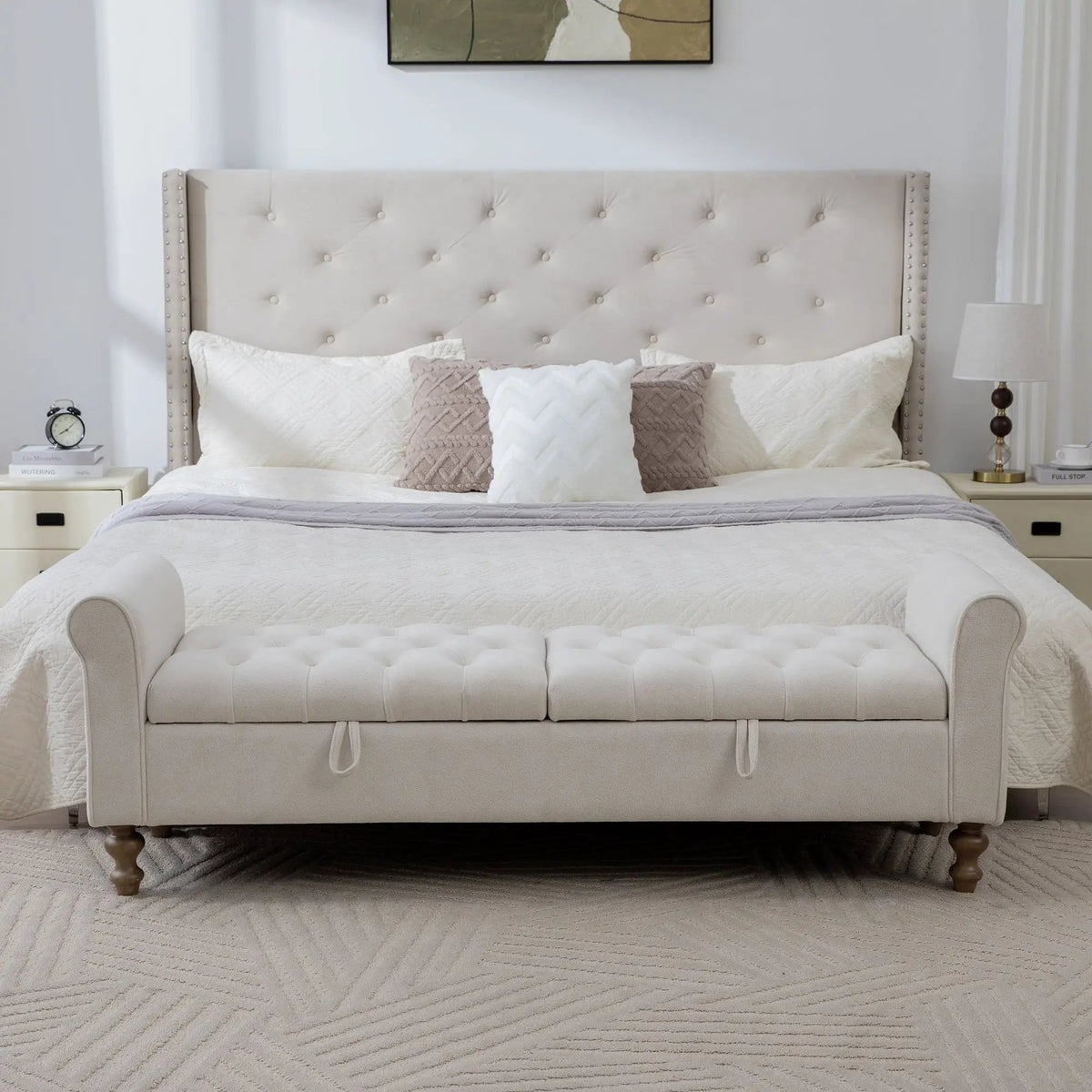 Modern Upholstered Storage Bench With Double Lids by HouseOfZazla