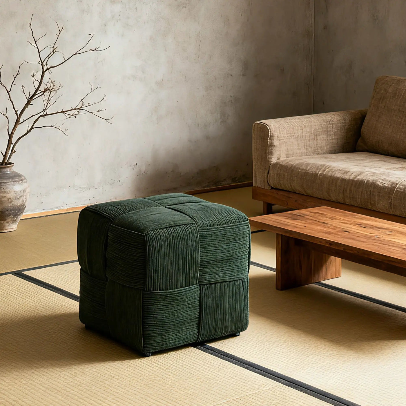 Modern Ottoman Foot Rest With Woven Design by Unique Piece Furniture