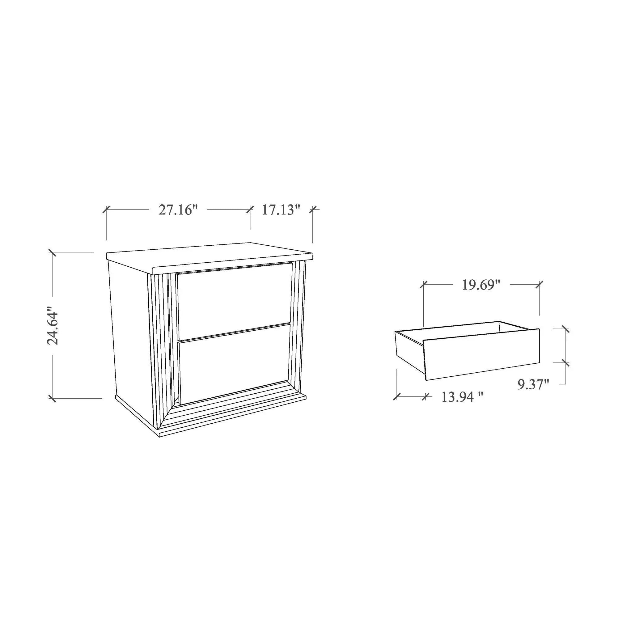 Moon - Smooth Nightstand With LED - White by Unique Piece Furniture