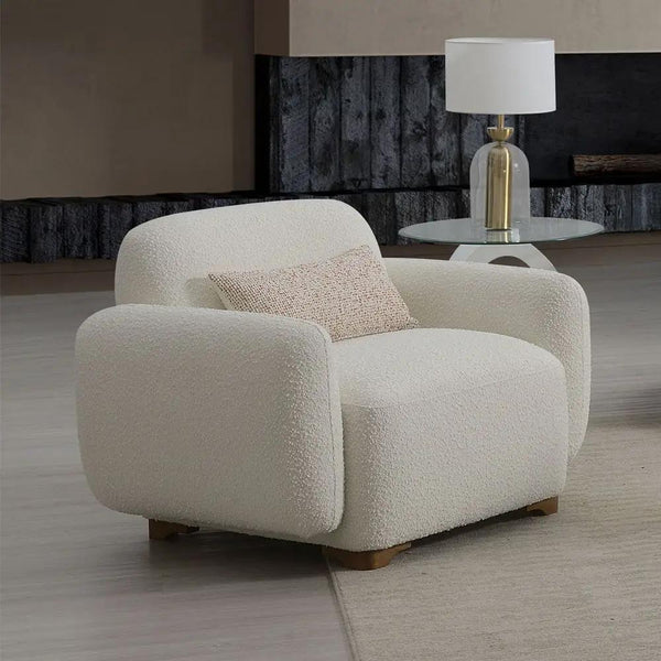 Darius - Chair With Pillow - Beige Boucle