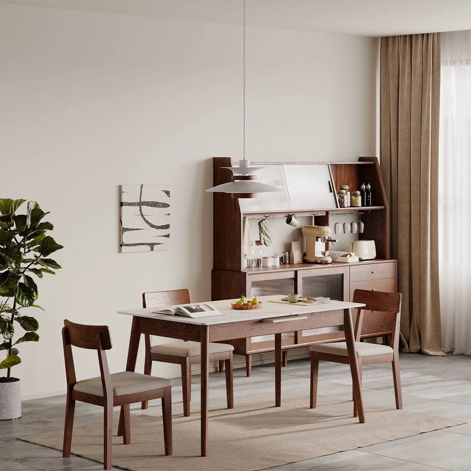 Round Corner Diagonal Leg Telescopic Table For 6 - 8 People To Meet Dining Table by Unique Piece Furniture
