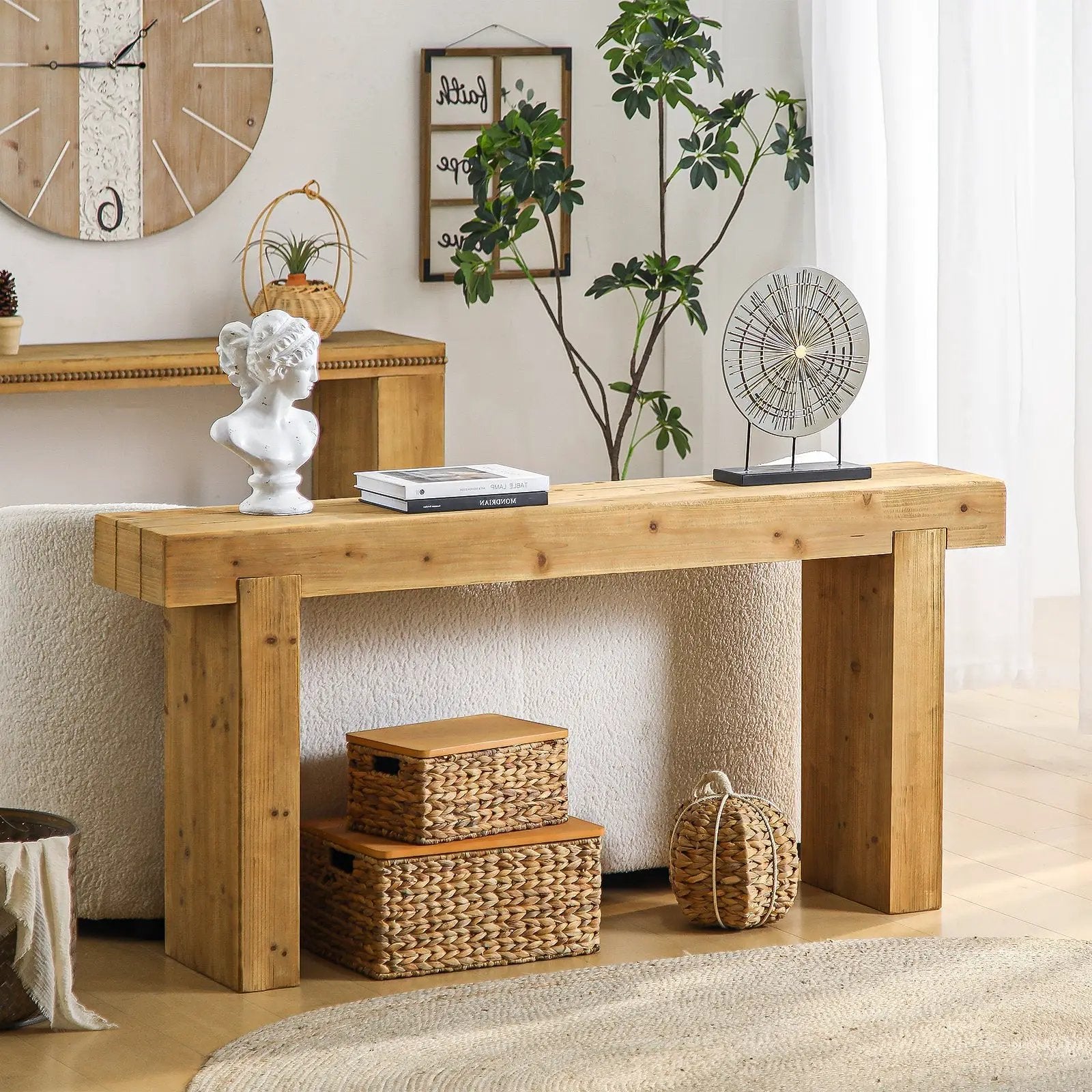 63" Solid Wood Console Table – Rustic Farmhouse Sofa Table by HouseOfZazla