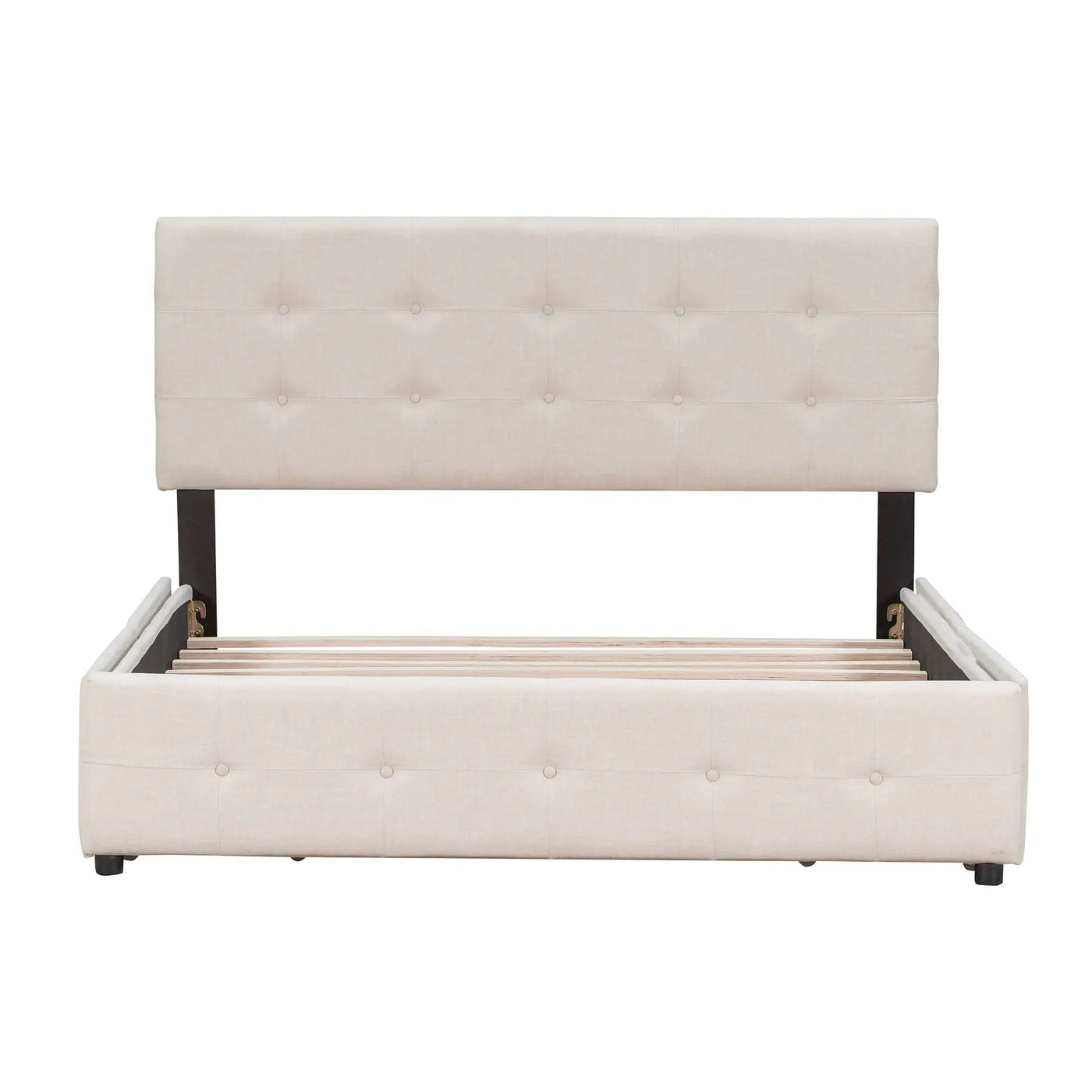 Upholstered Platform Bed With Classic Headboard And Drawers, No Box Spring Needed by Unique Piece Furniture