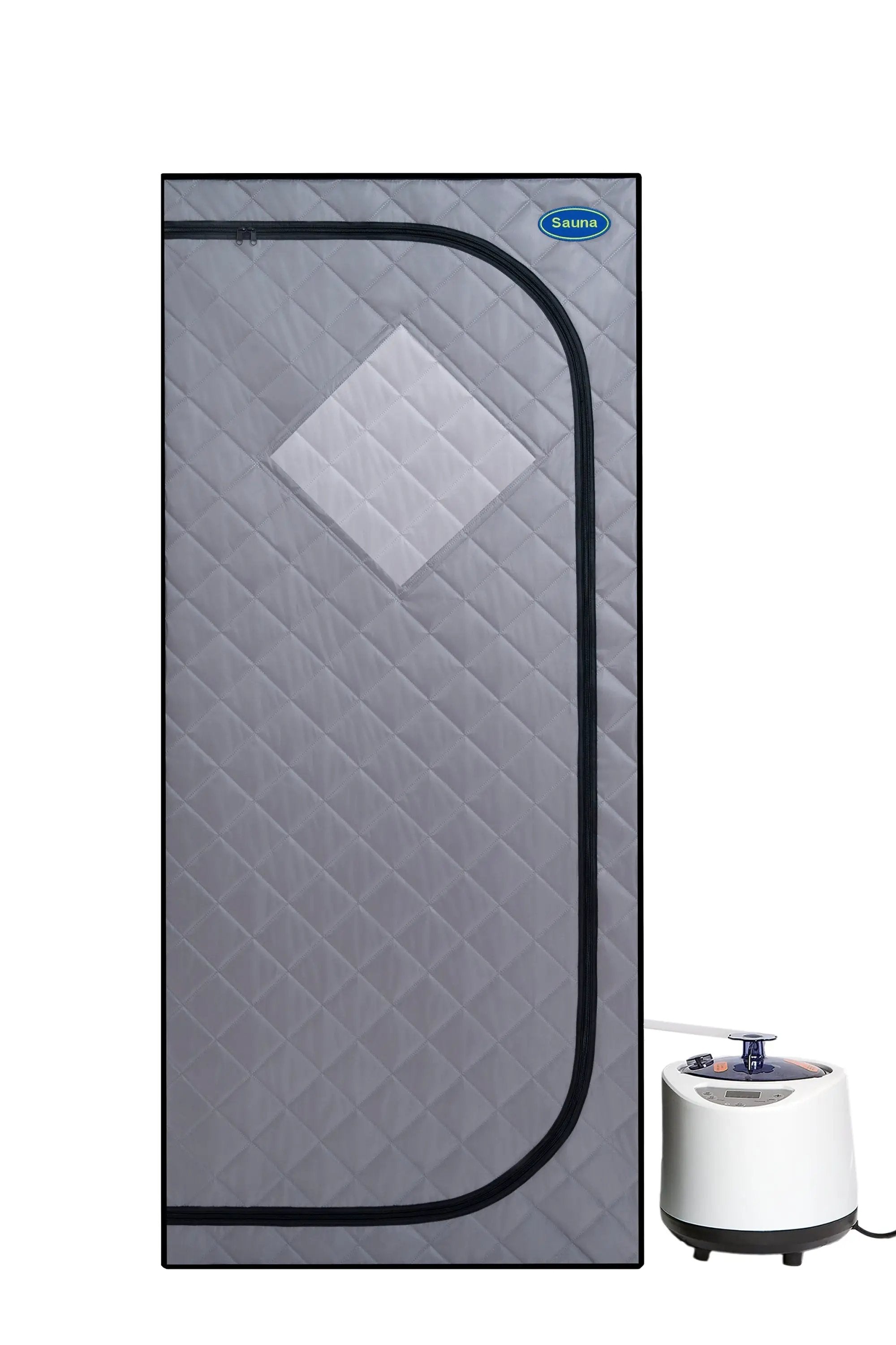 Full Size Portable Grey Steam Sauna tent–Personal Home Spa, with Steam Generator, Remote Control, Foldable Chair, Timer and PVC Pipe Connector Easy to Install.Fast heating, with FCC Certification by HouseOfZazla