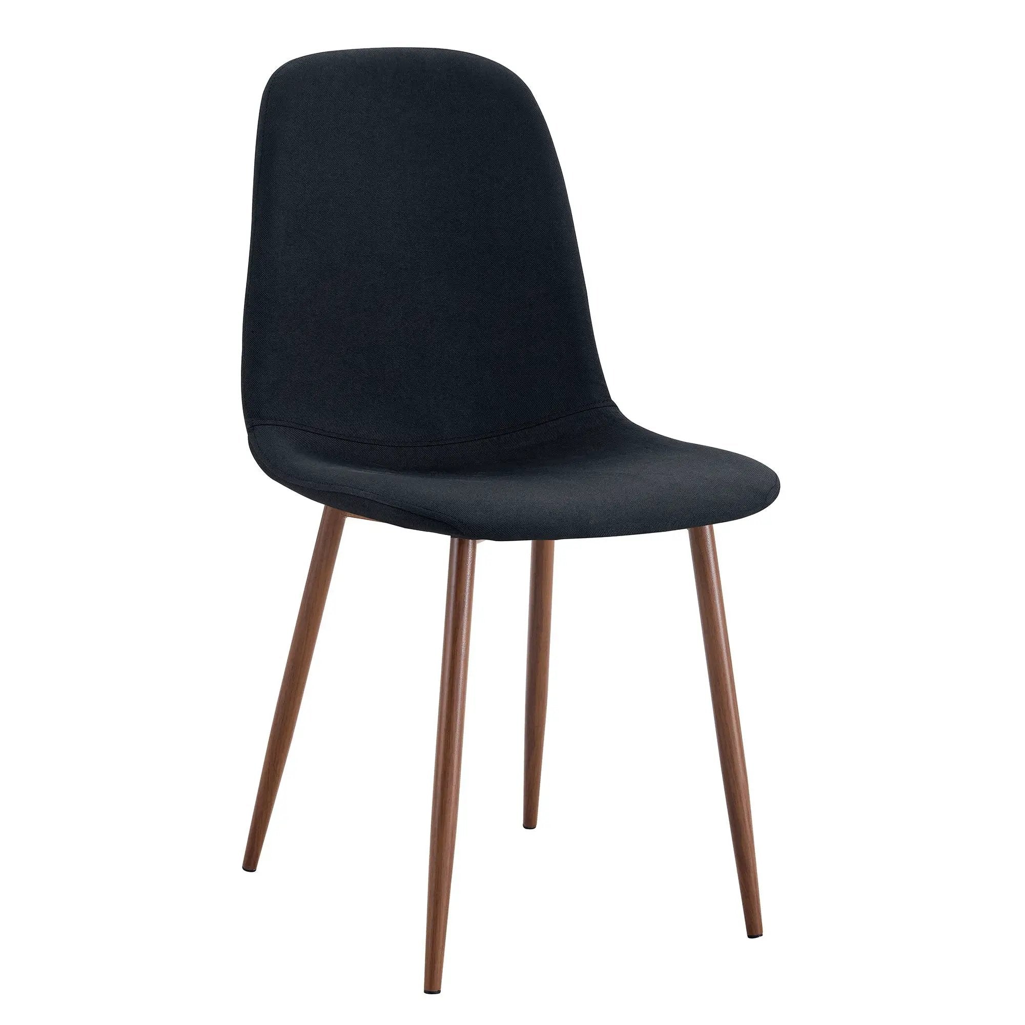 Luxury Simple Chair (Set of 4) Linen Cotton High Resilience Dining Chair With Metal Color Leg - Black / Walnut by Unique Piece Furniture