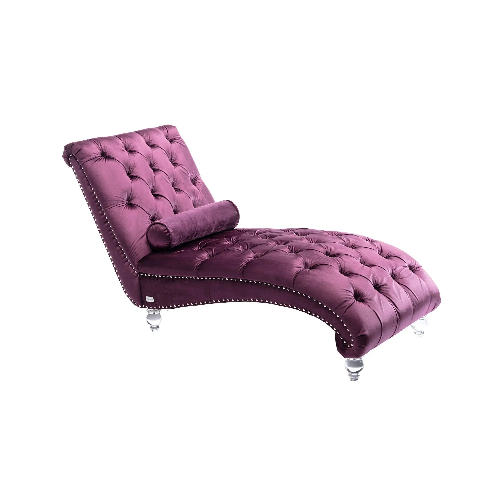 Chaise Lounge Indoor, Button Tufted Upholstered Chaise Lounge Chair With Pillow by Unique Piece Furniture