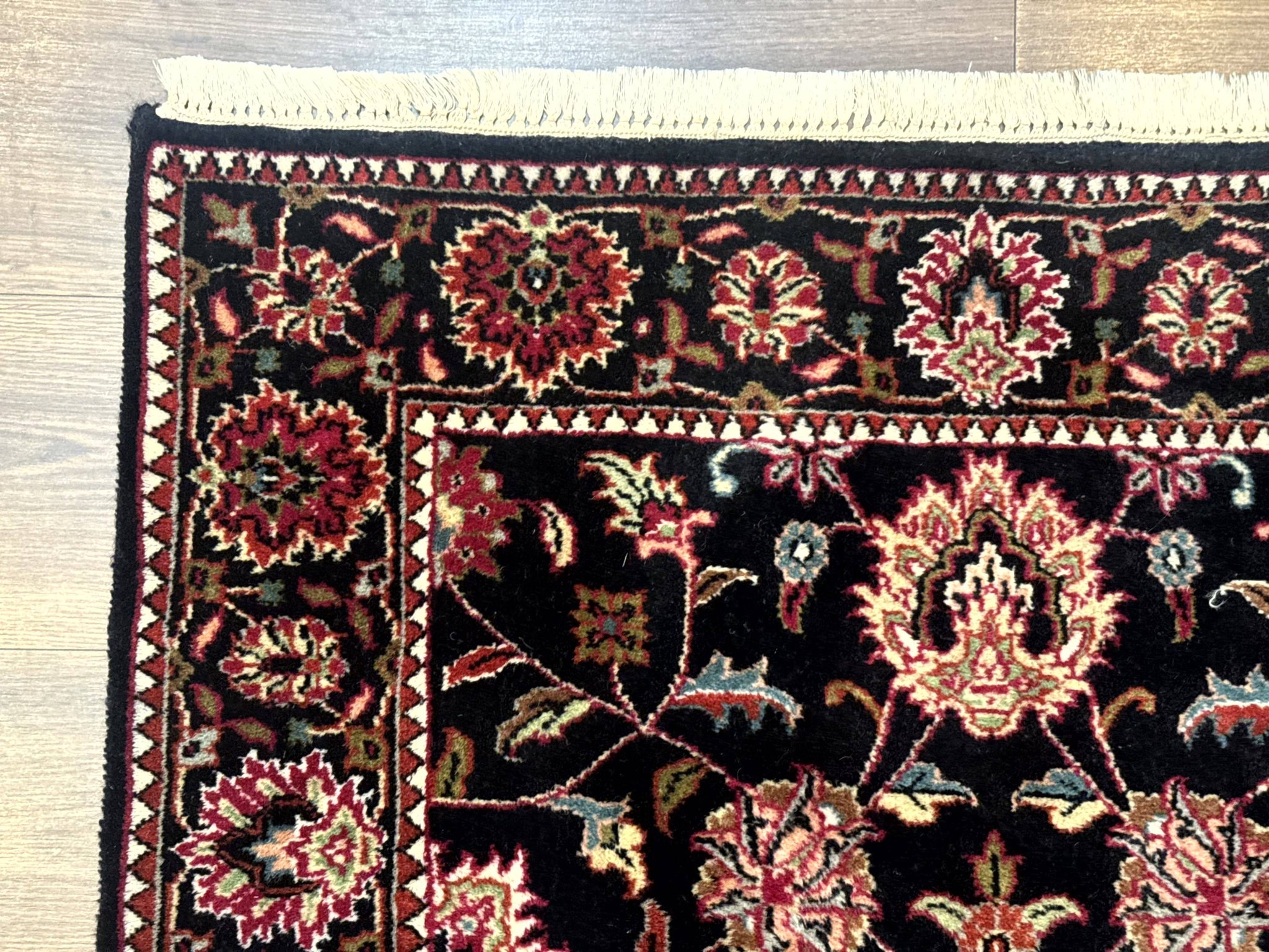 Indo Persian Sarouk Rug 3x5, Black Traditional Oriental Carpet by Jewel Rugs