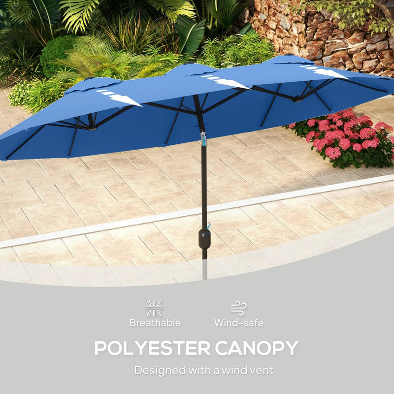 Outsunny 9.5' Double-Sided Patio Umbrella with 3 Air Vents, Tilt and Crank by HouseOfZazla