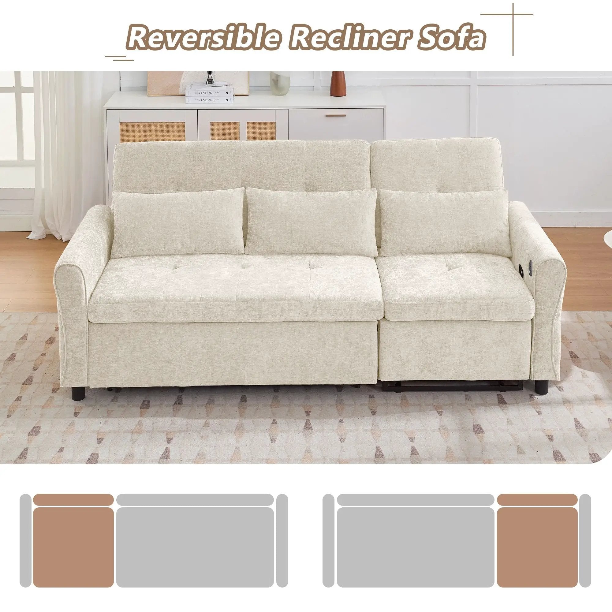 3 Seater Sofa Bed And Reversible Recliner by HouseOfZazla
